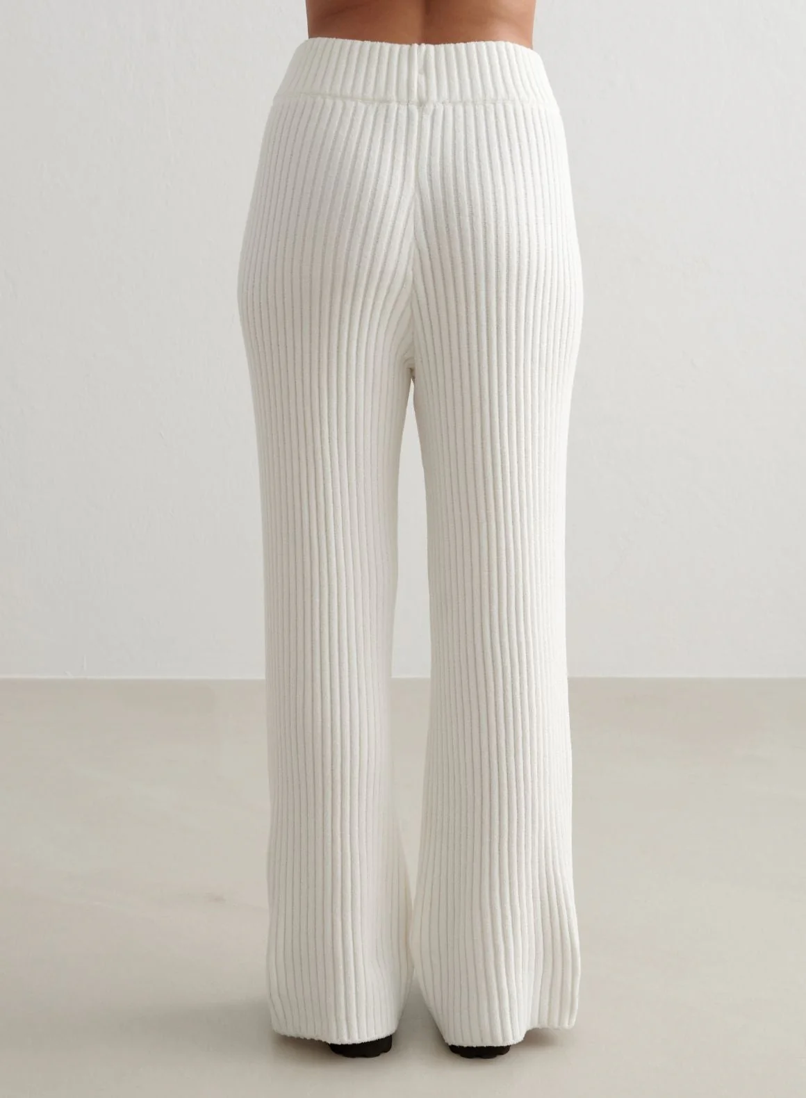 Almond White Rib Knit Pants - Image 6