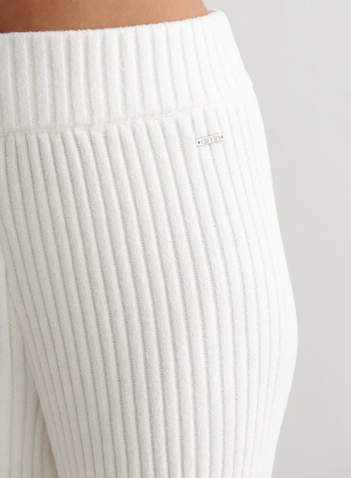 Almond White Rib Knit Pants - Image 7