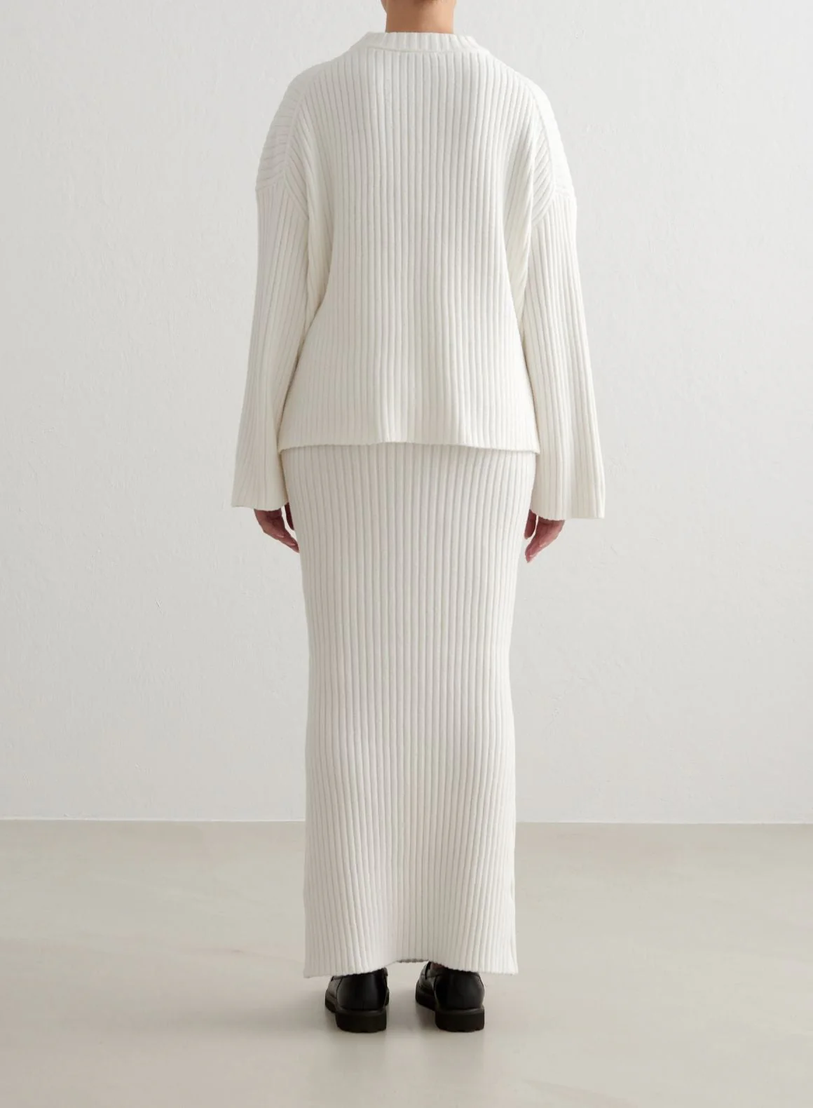 Almond White Rib Knit Sweater - Image 6
