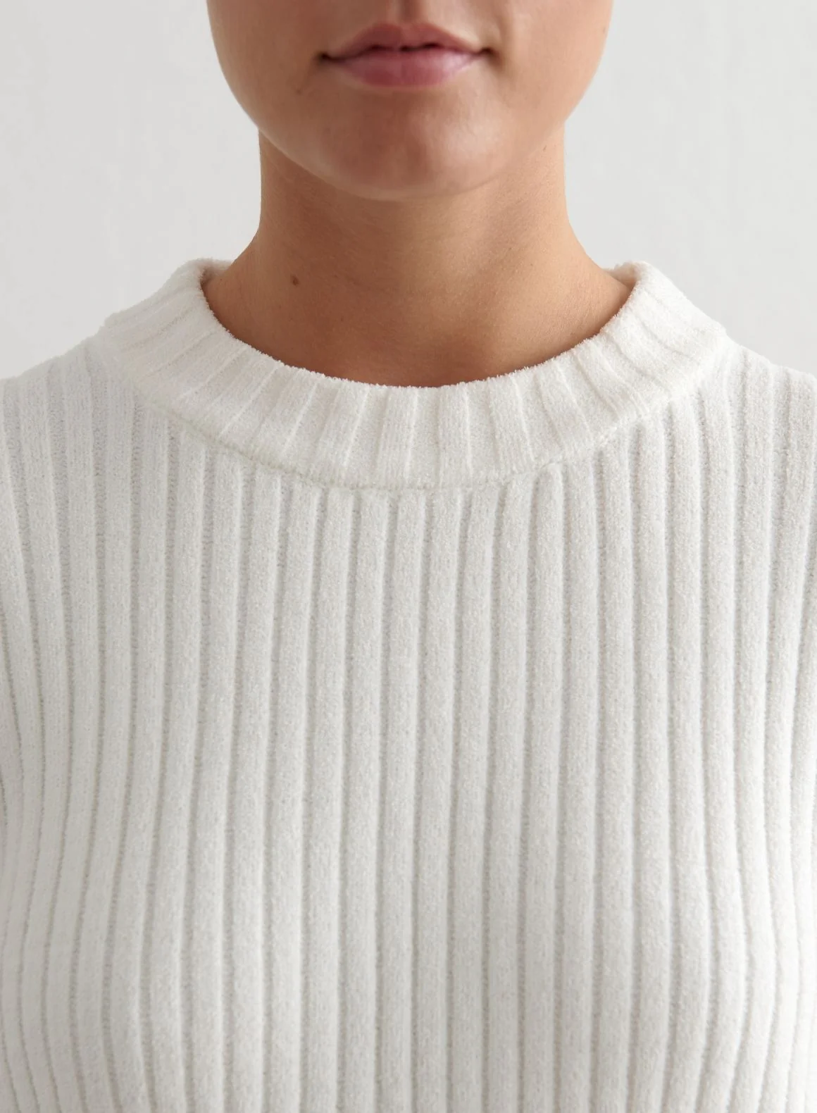 Almond White Rib Knit Sweater - Image 7