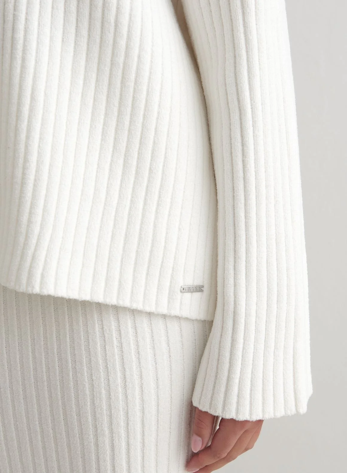 Almond White Rib Knit Sweater - Image 8