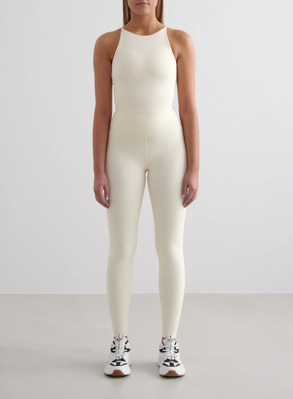 Almond White Sense Tights & Halter Bralette Set