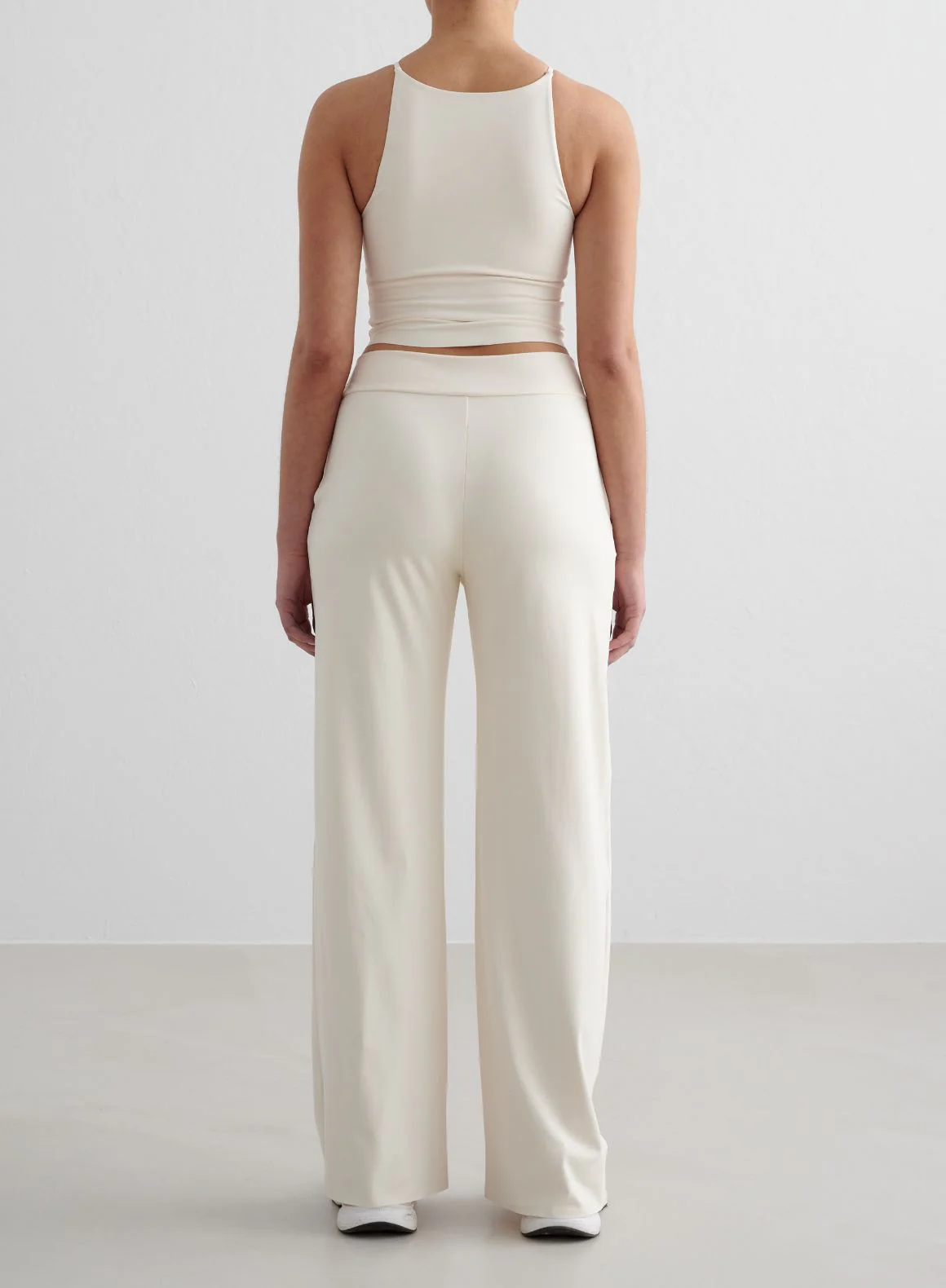 Almond White Sense Wide Pants & Halter Bralette Set - Image 2