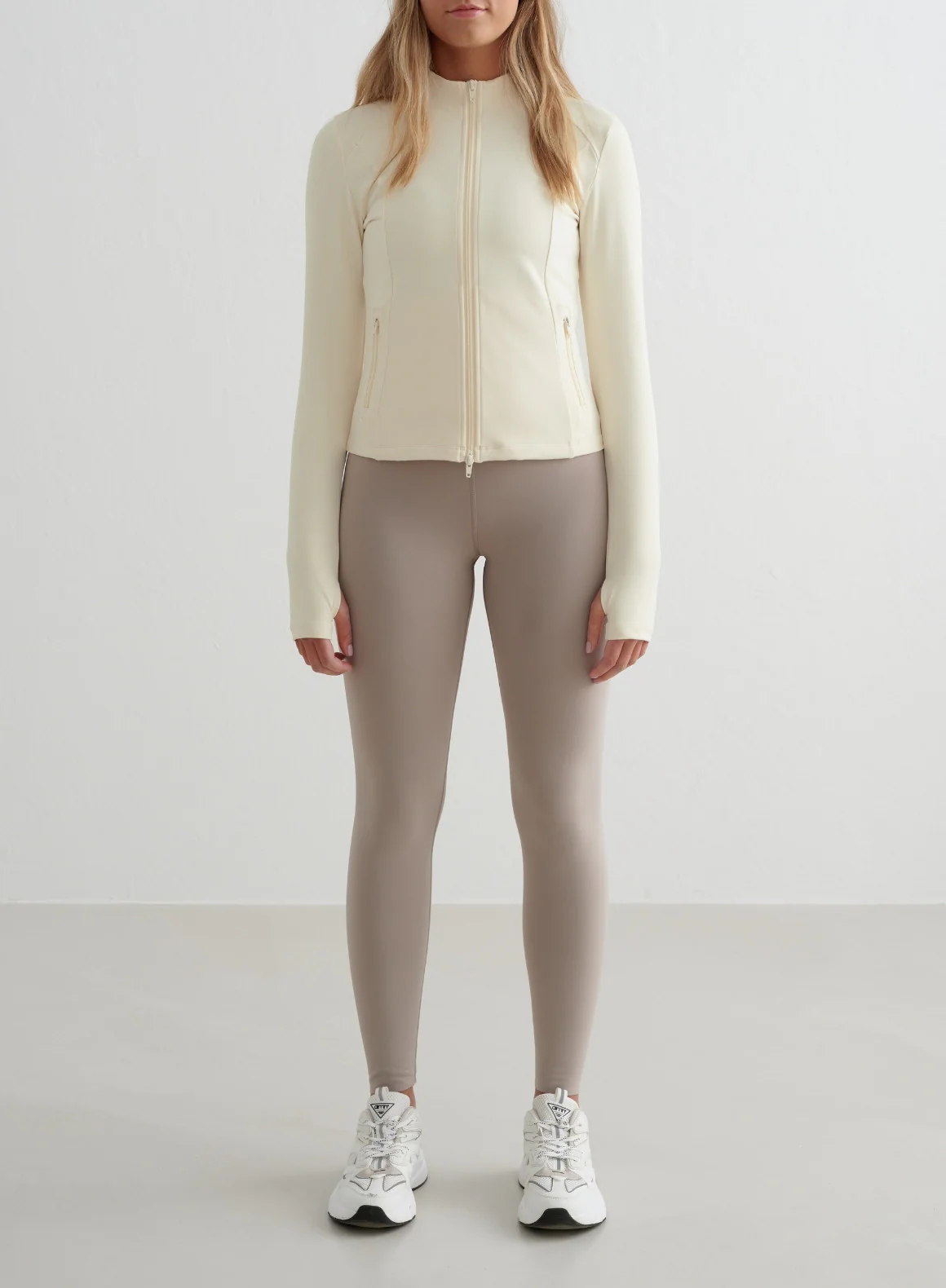Almond White Sense Zip Jacket - Image 3
