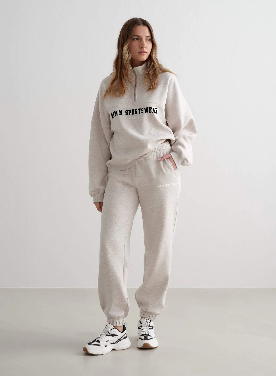 Beige Melange Classic Sweatpants - Image 6