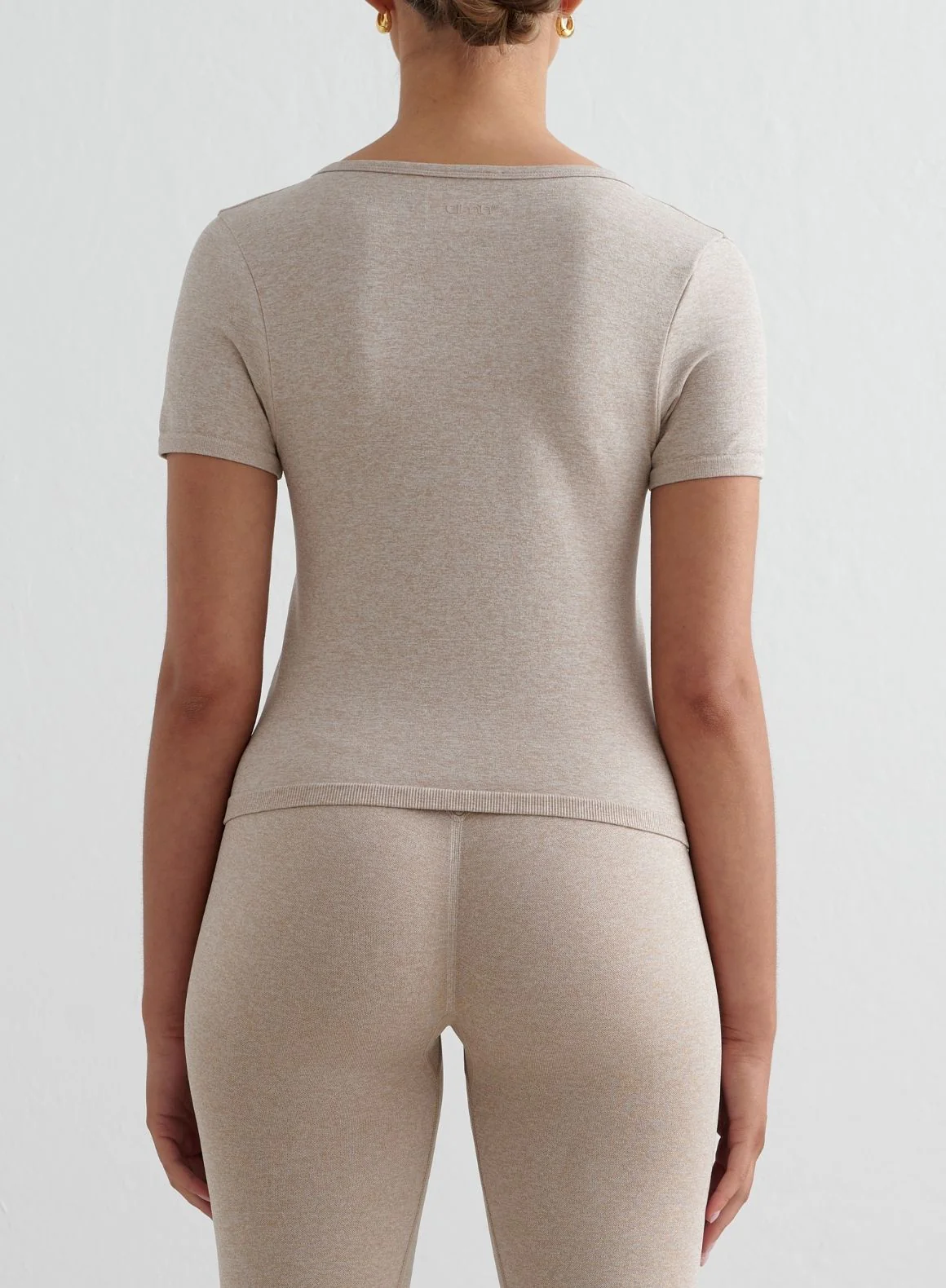 Beige Melange Shape Seamless Short Sleeve - Image 2