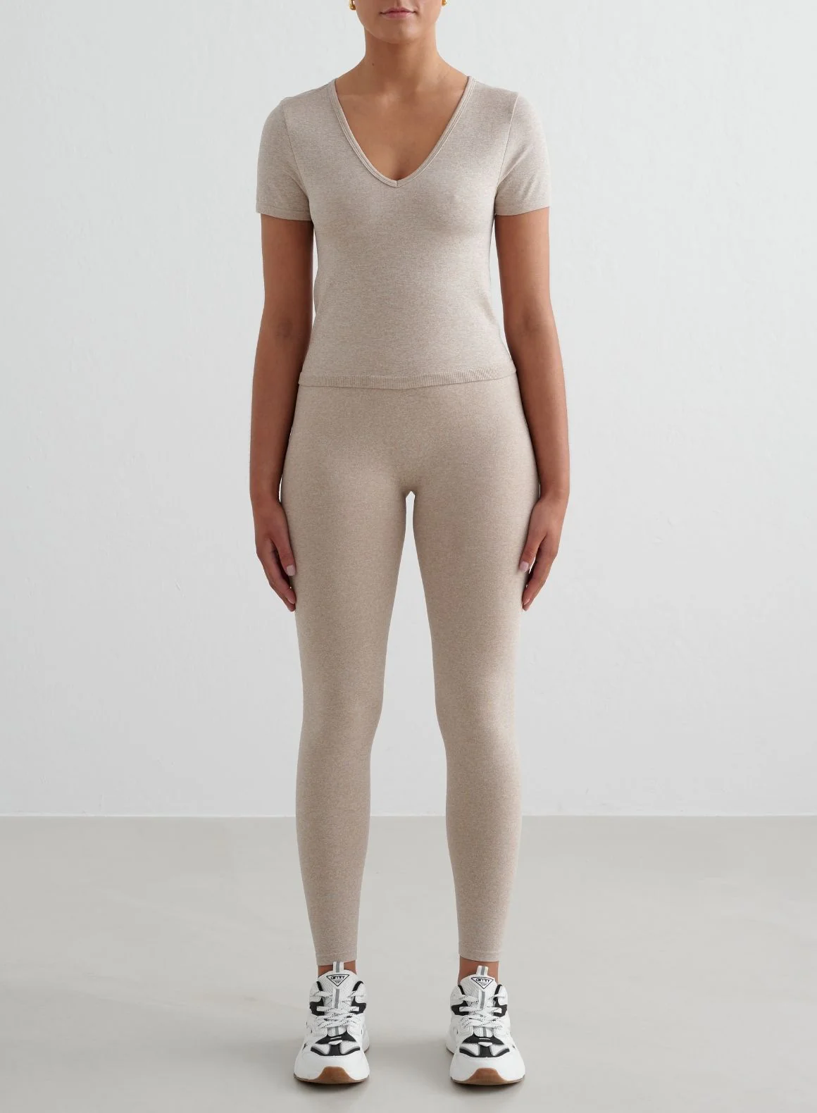 Beige Melange Shape Seamless Short Sleeve - Image 3