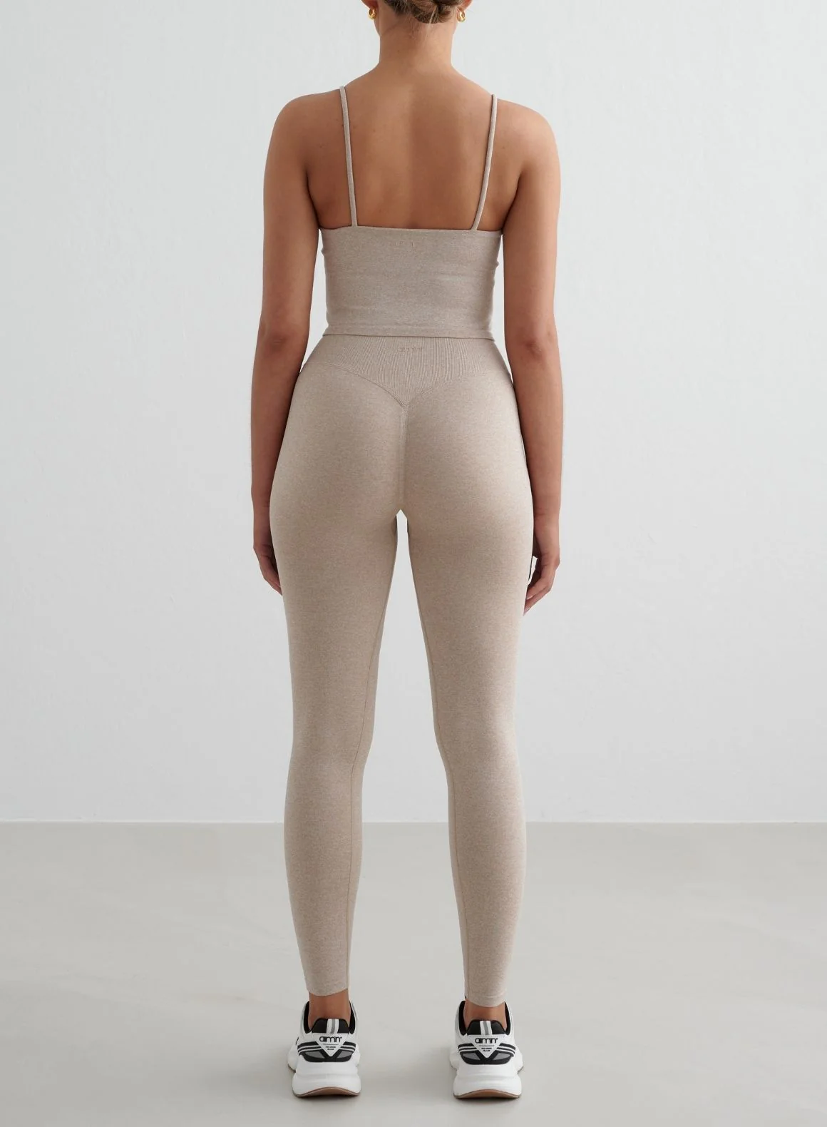Beige Melange Shape Seamless Strap Singlet - Image 4