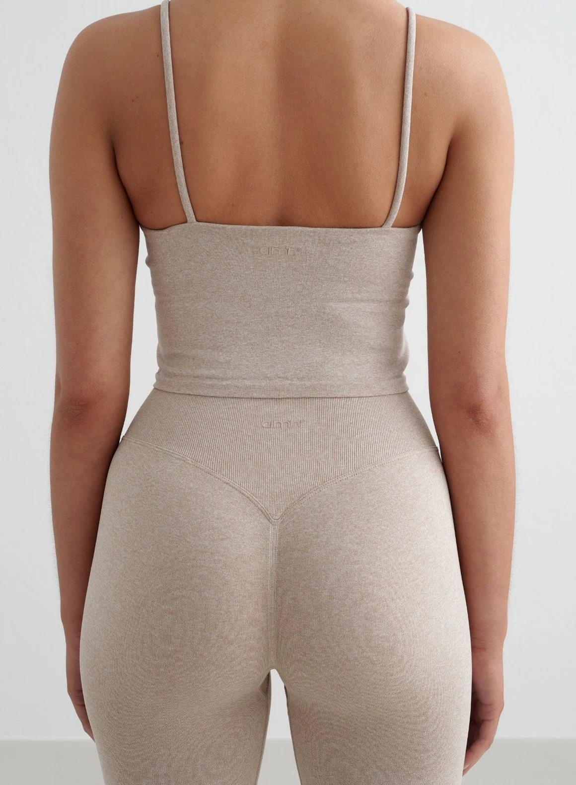 Beige Melange Shape Seamless Strap Singlet - Image 6