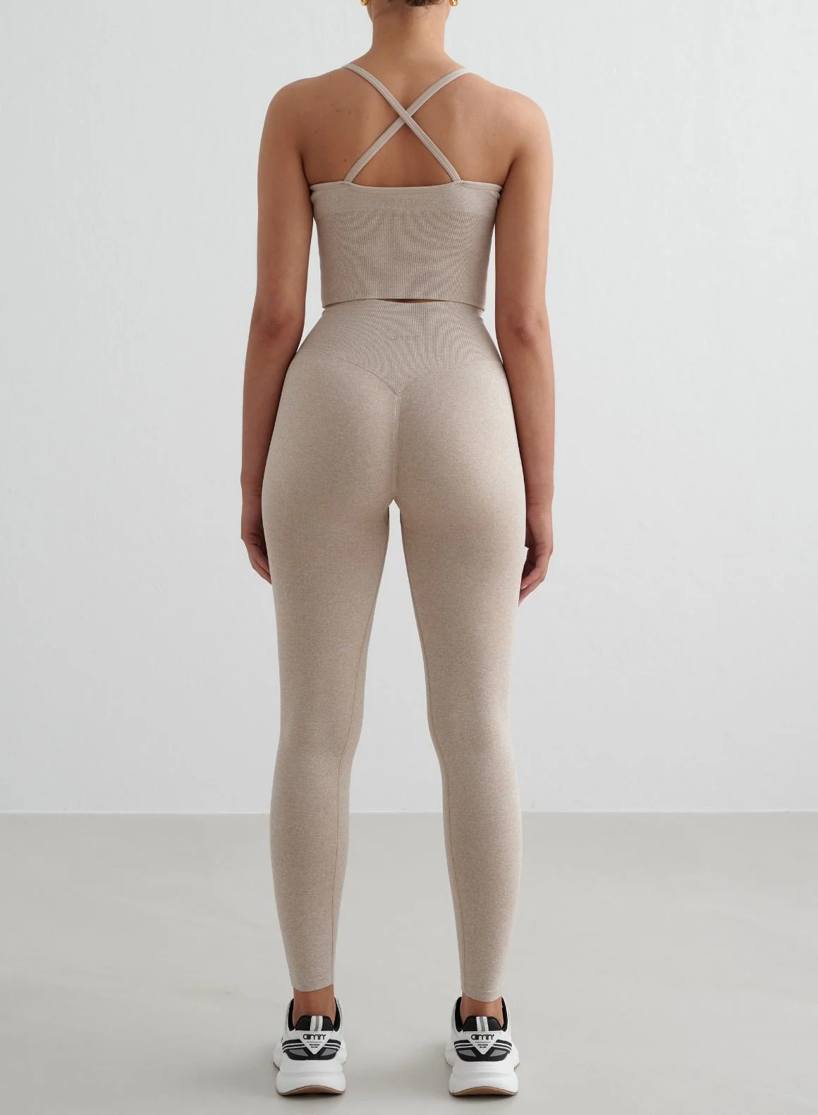 Beige Melange Shape Seamless Tights - Image 2
