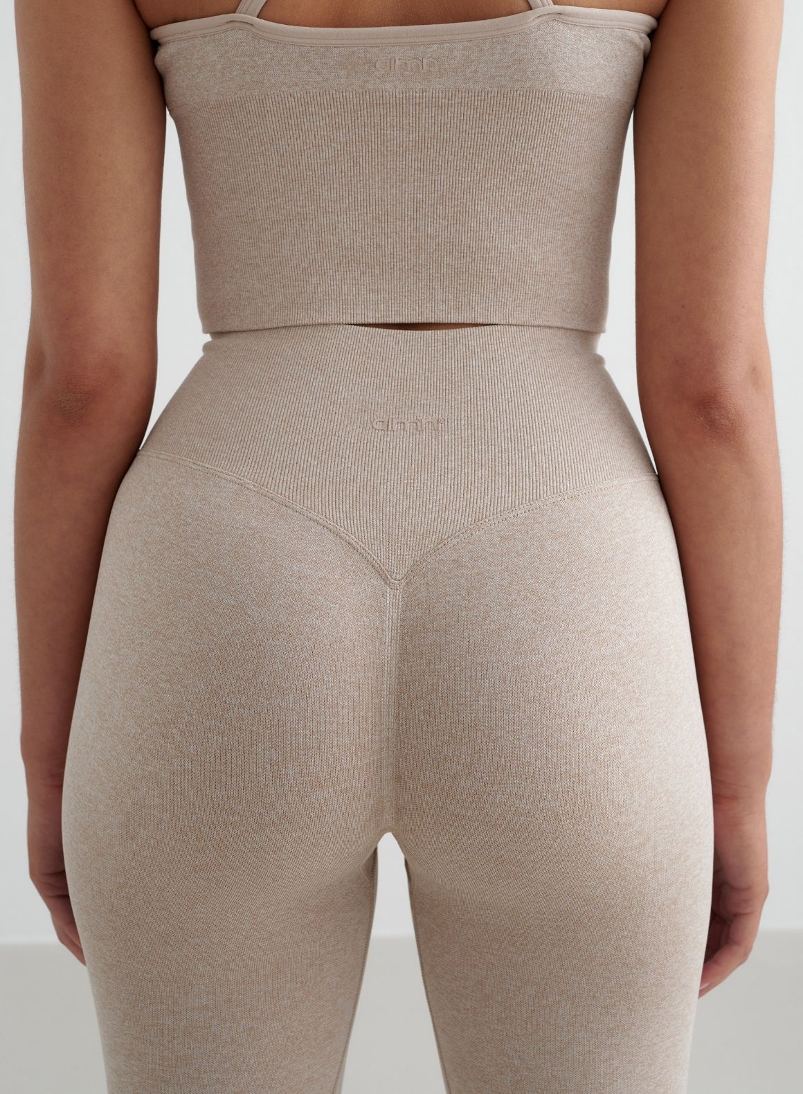 Beige Melange Shape Seamless Tights - Image 6