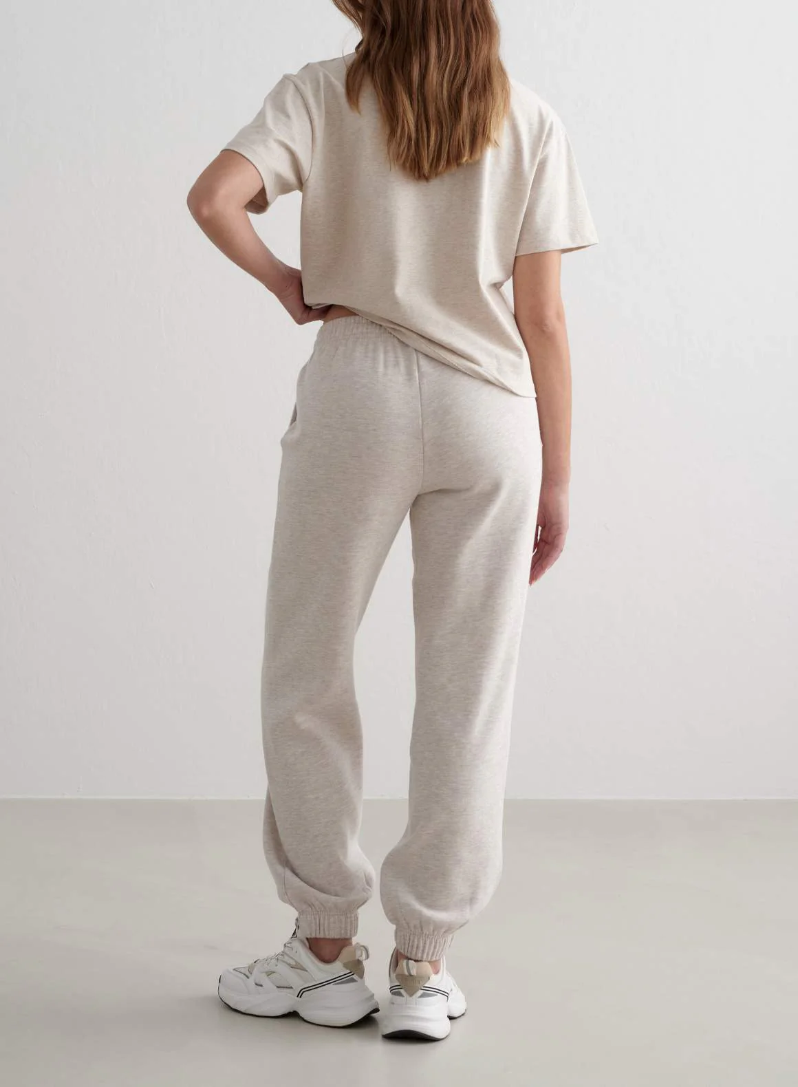 Beige Melange Varsity Boxy T-shirt - Image 4