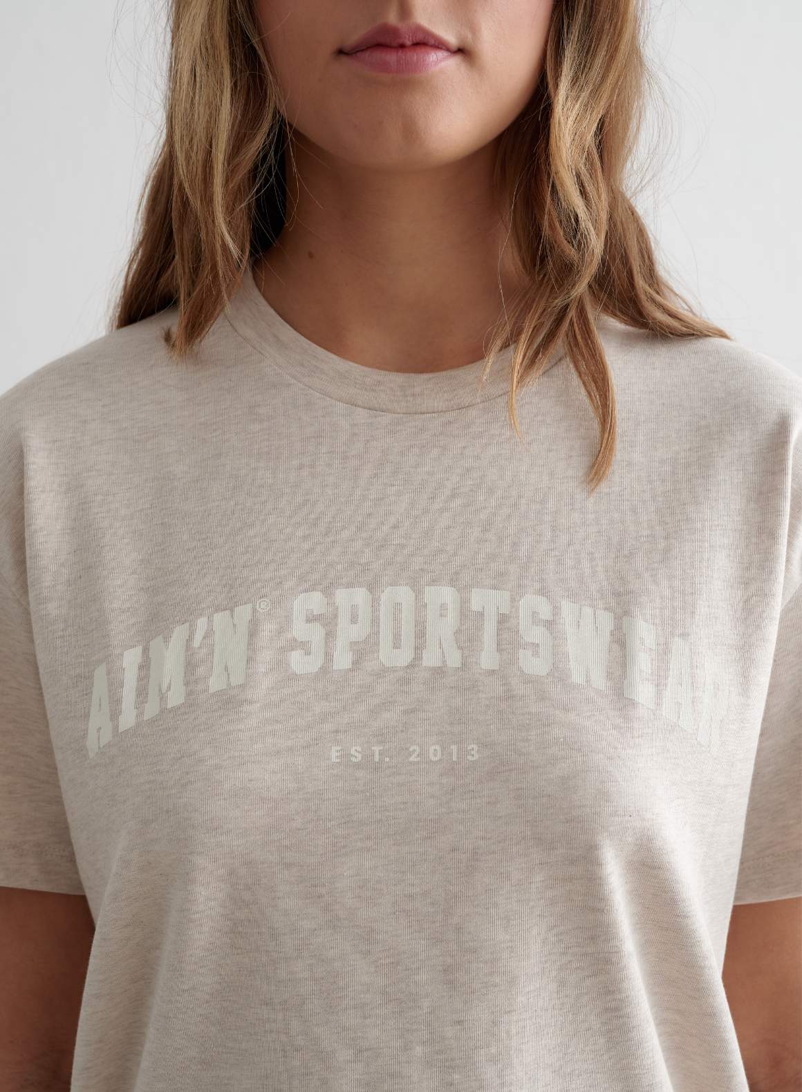 Beige Melange Varsity Boxy T-shirt - Image 5