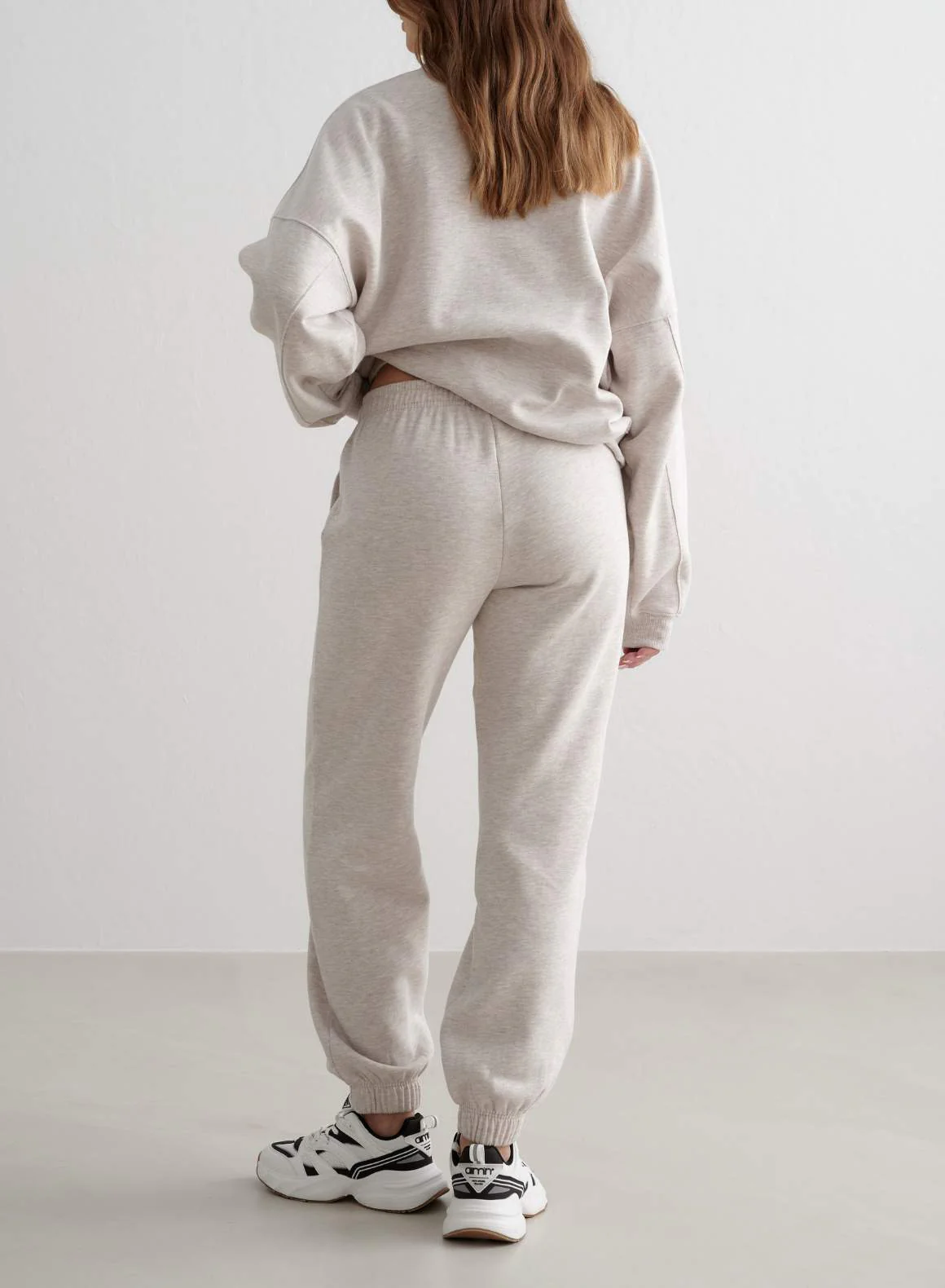Beige Melange Varsity Sweat Set - Image 2