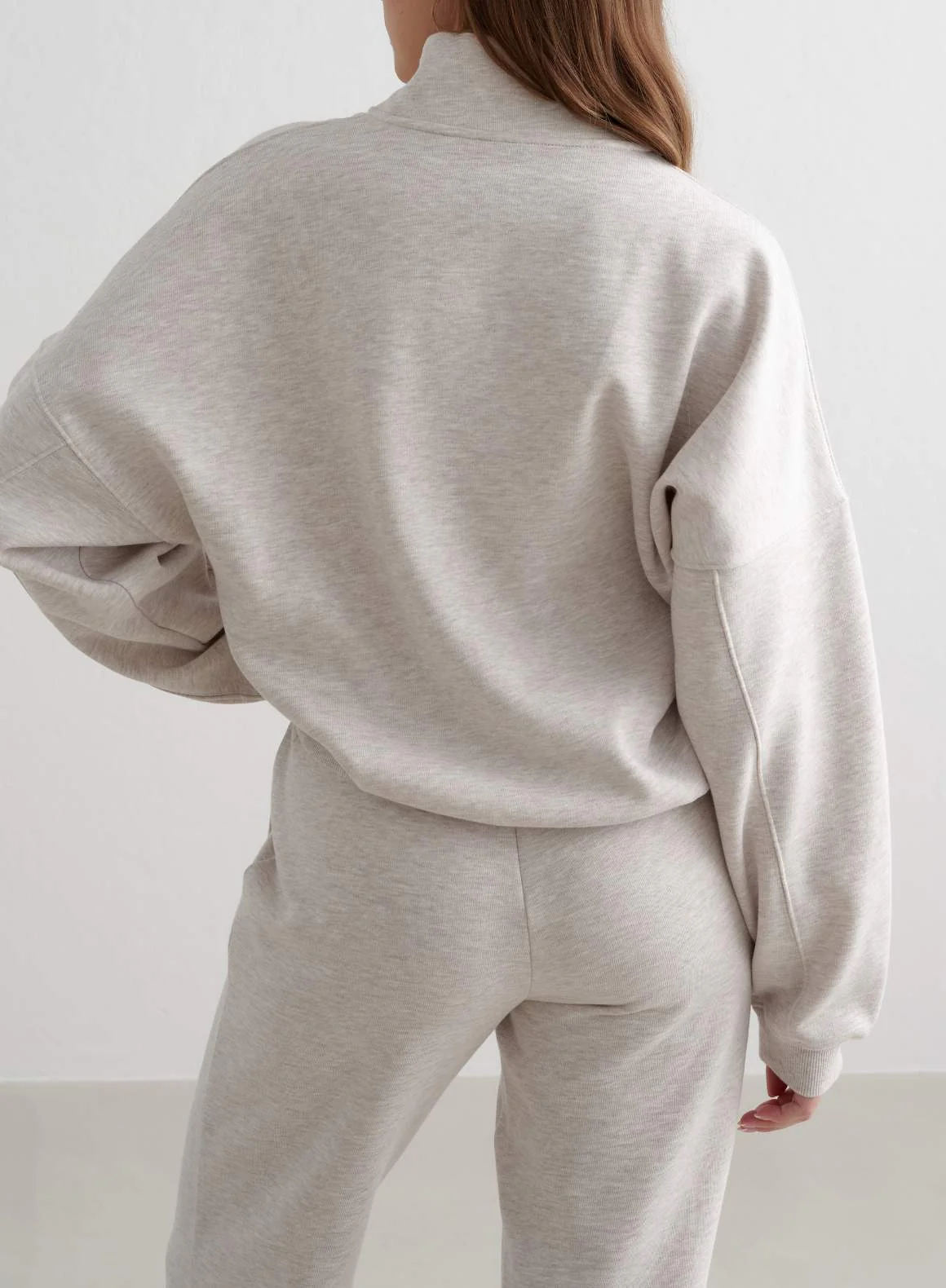 Beige Melange Varsity Sweat Set - Image 4
