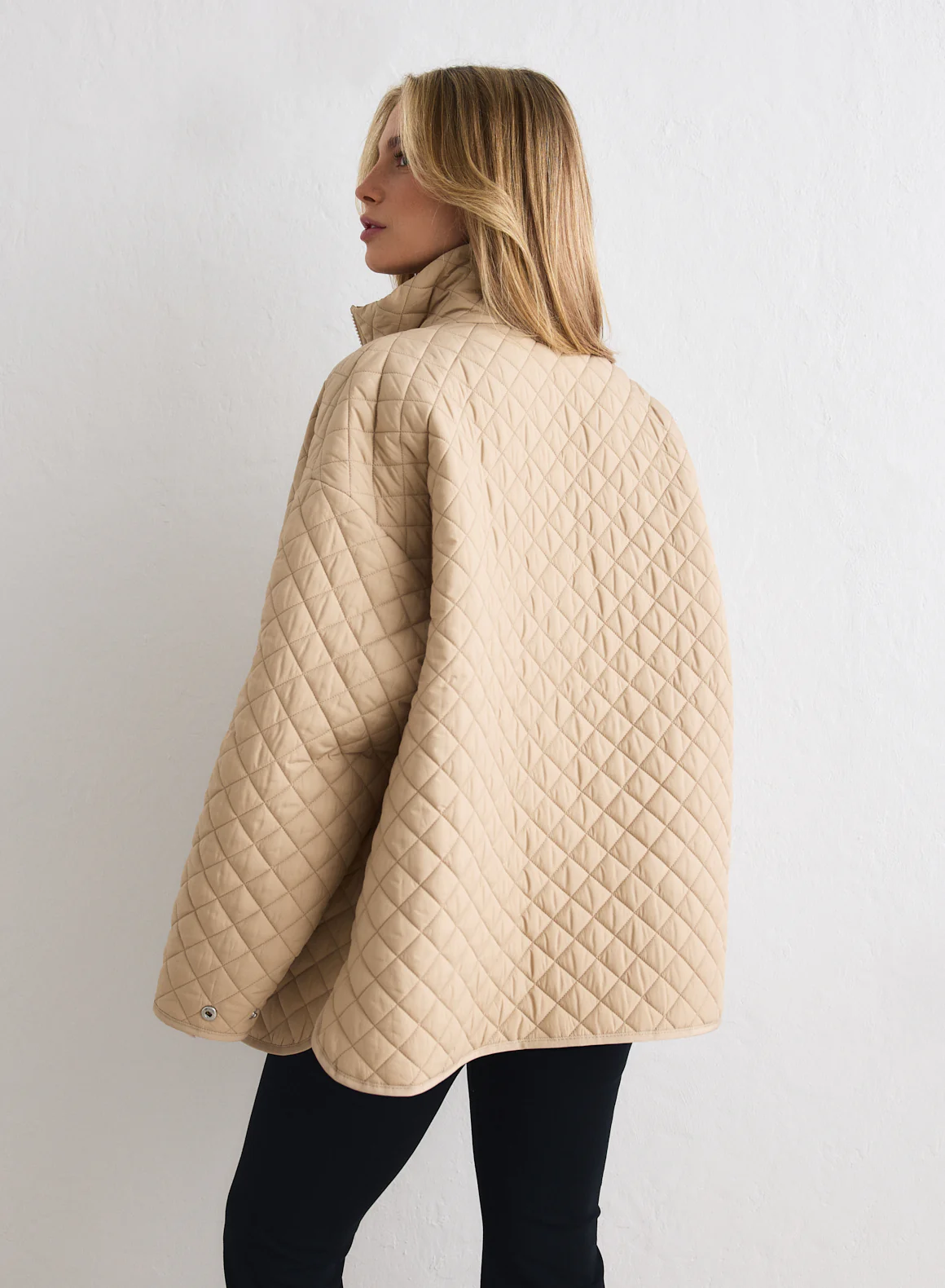 Beige Oversized Quilted Jacket - Image 2