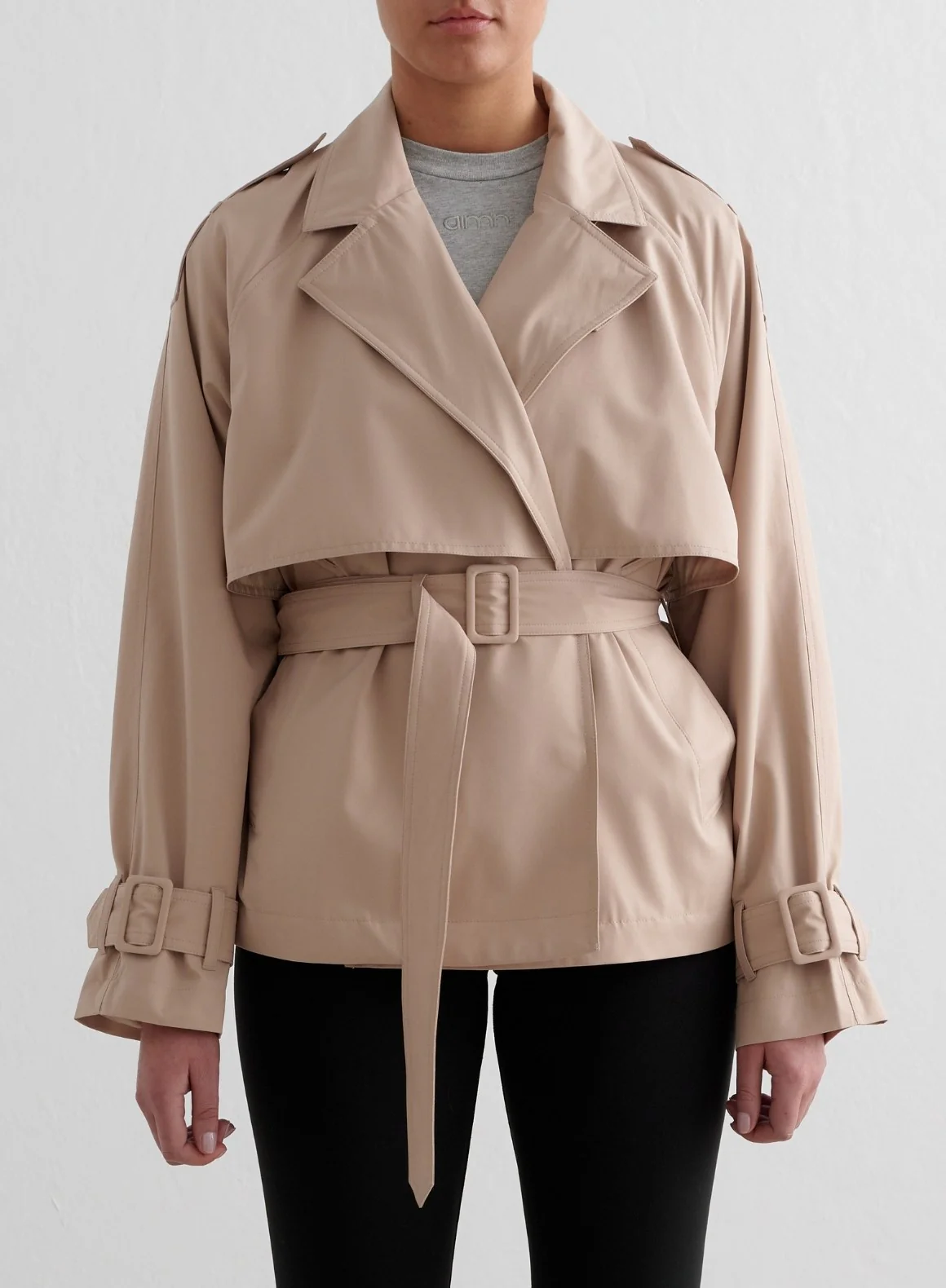 Beige Recycled Tech Trench Jacket - Image 2