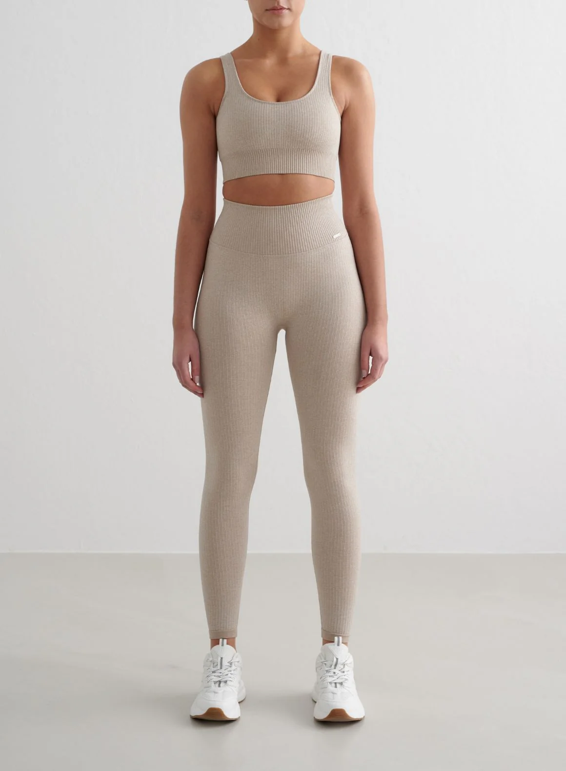 Beige Ribbed Seamless Tights - Image 4