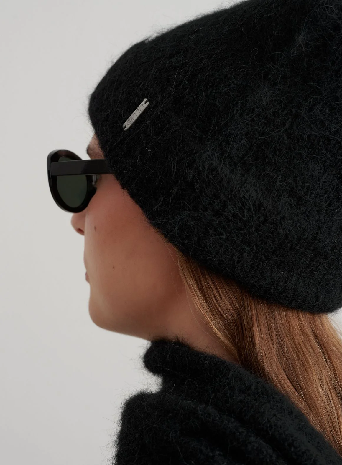 Black Alpaca Knit Beanie - Image 3