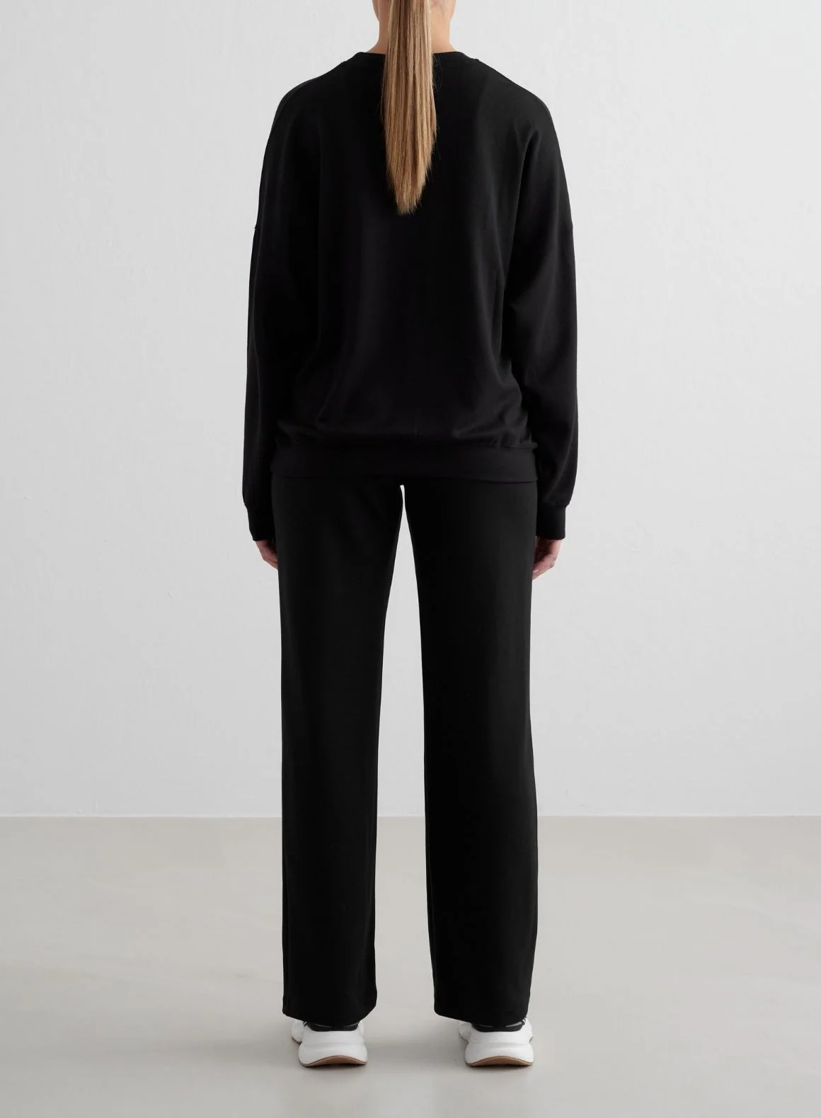 Black Comfy Modal Wide Pants - Image 2