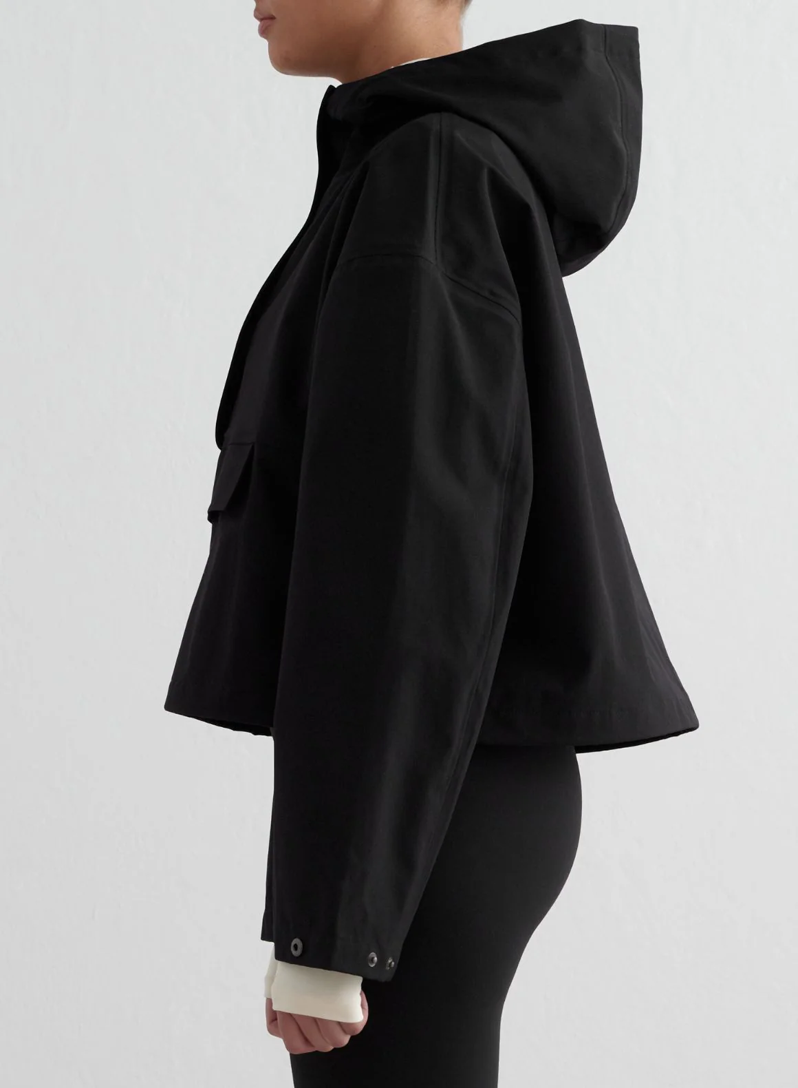 Black Cropped Waterproof Anorak - Image 5