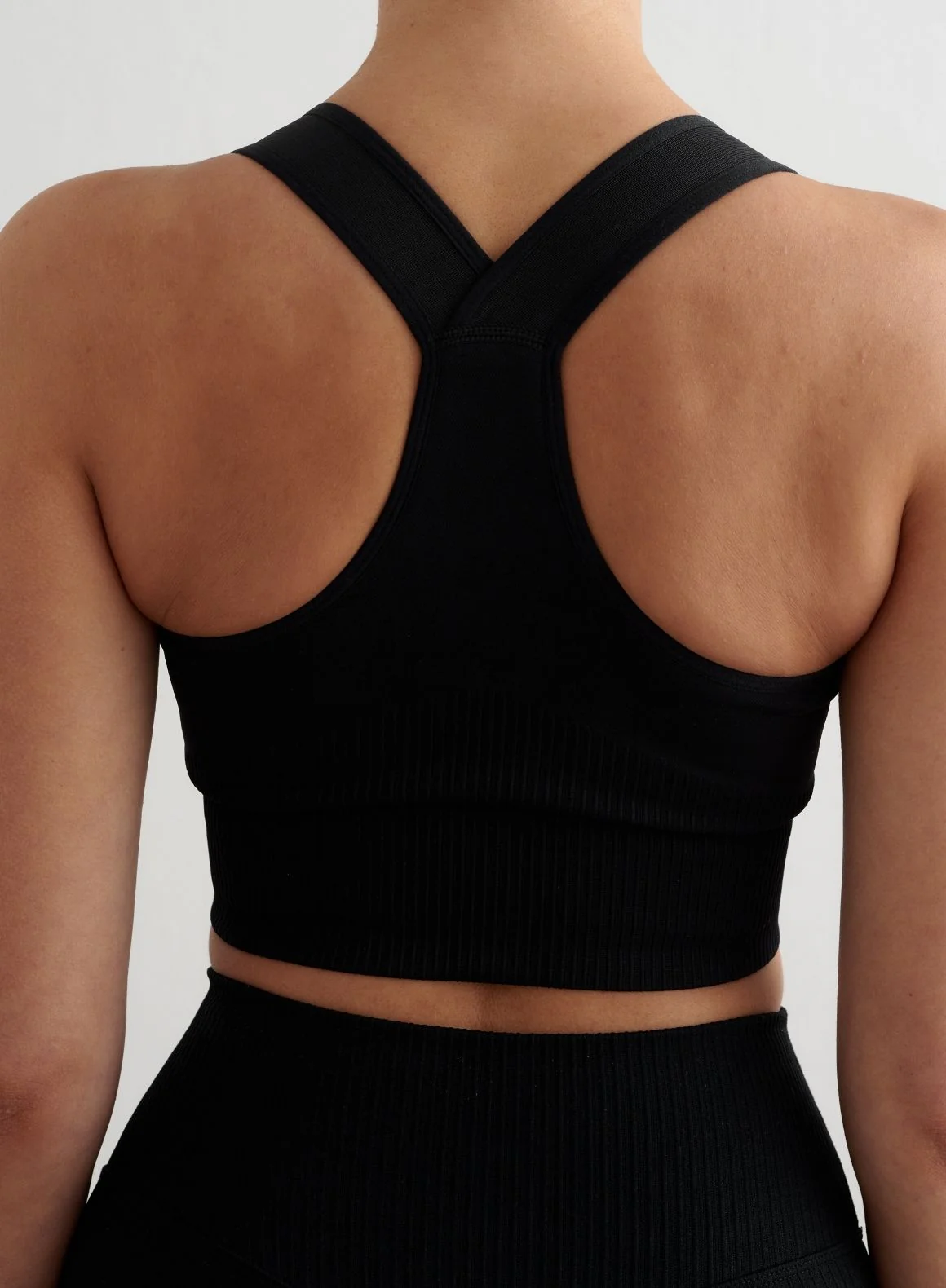 Black Ribbed Seamless High Support Bra - Image 6
