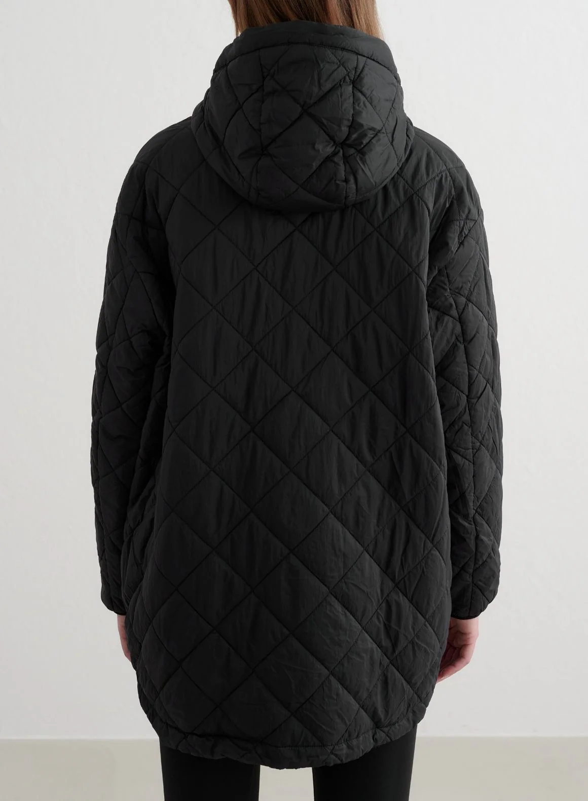 Black Oversized Quilted Anorak - Image 3