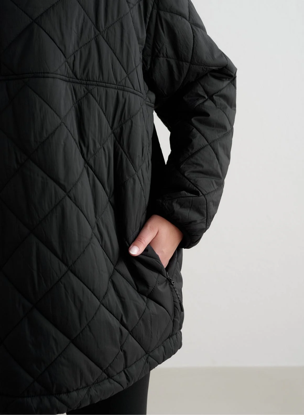 Black Oversized Quilted Anorak - Image 4