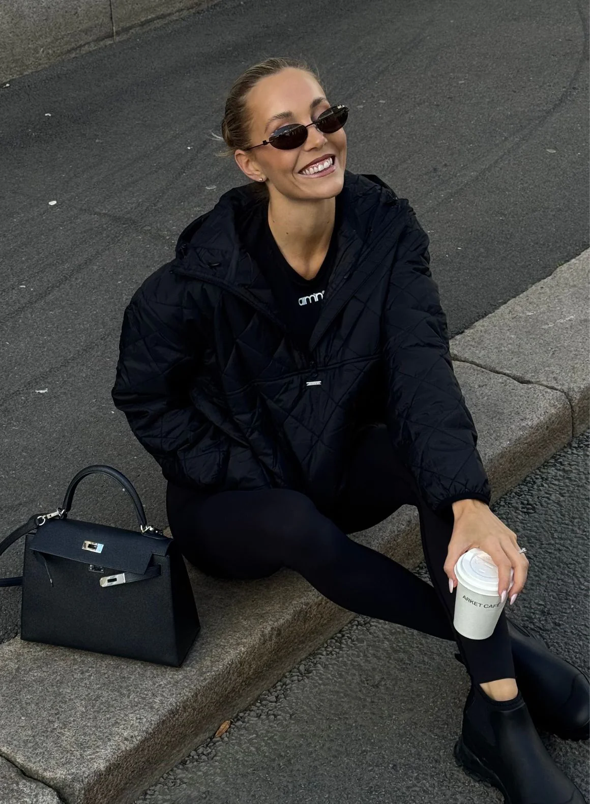 Black Oversized Quilted Anorak - Image 6