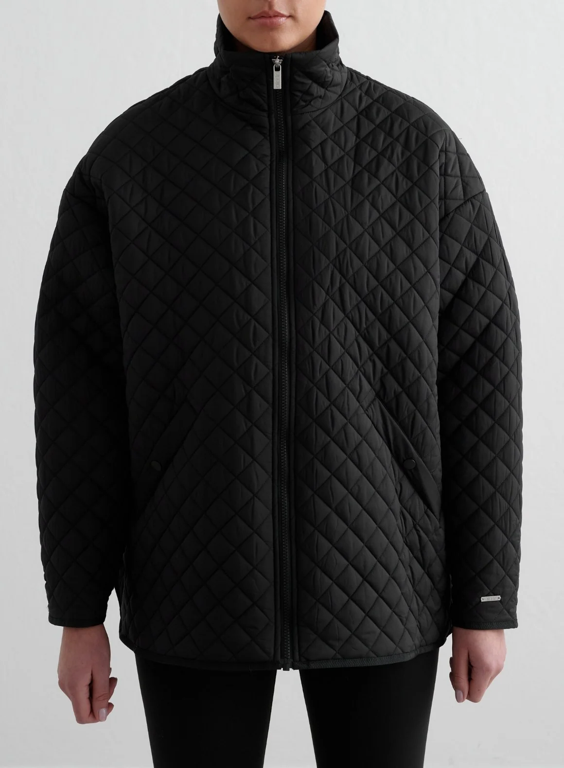 Black Oversized Quilted Jacket - Image 3