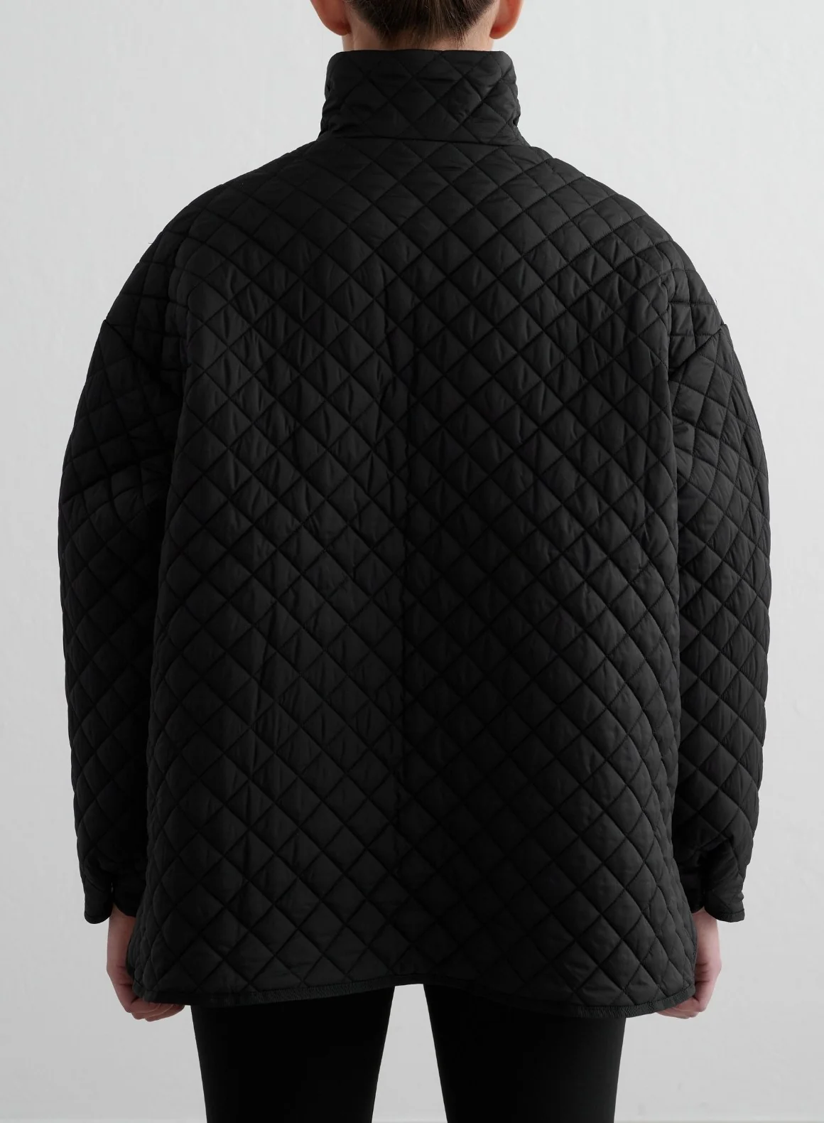 Black Oversized Quilted Jacket - Image 4