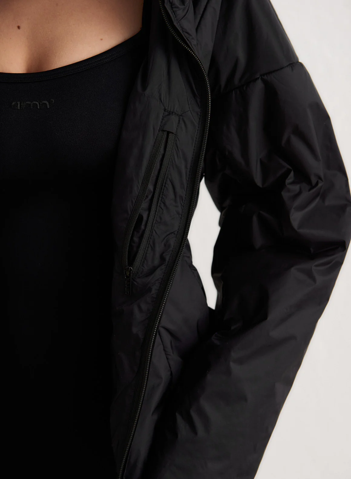 Black High Neck Contour Jacket - Image 6