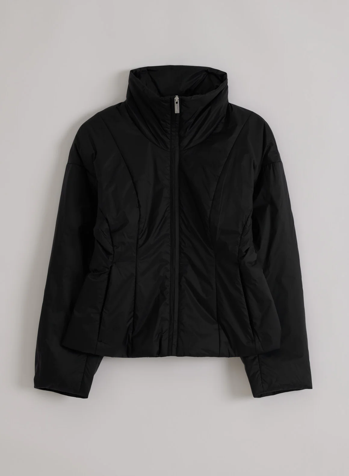 Black High Neck Contour Jacket - Image 7