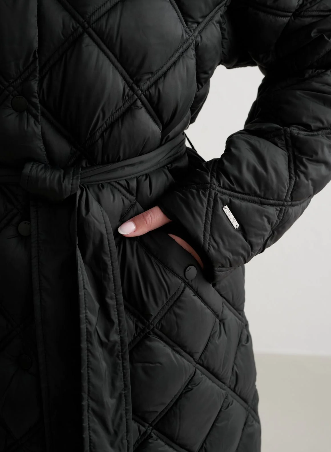 Black Quilted Coat - Image 9