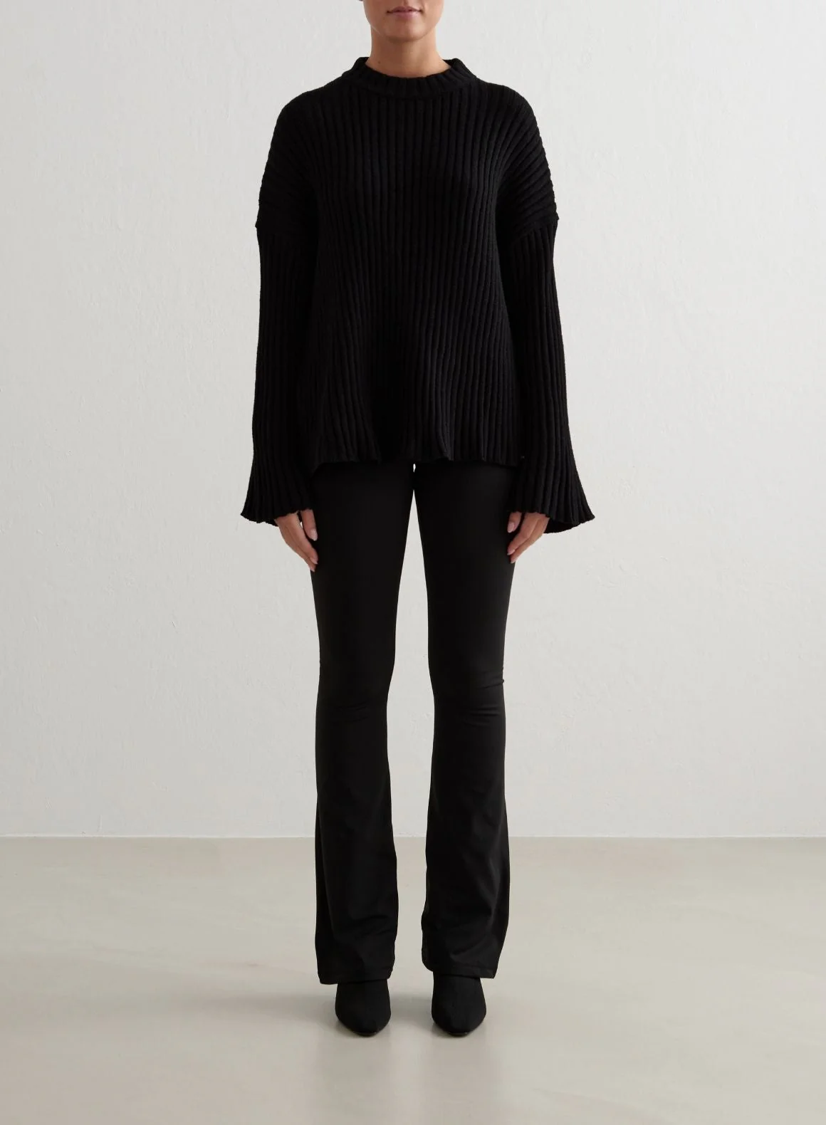 Black Rib Knit Sweater - Image 3