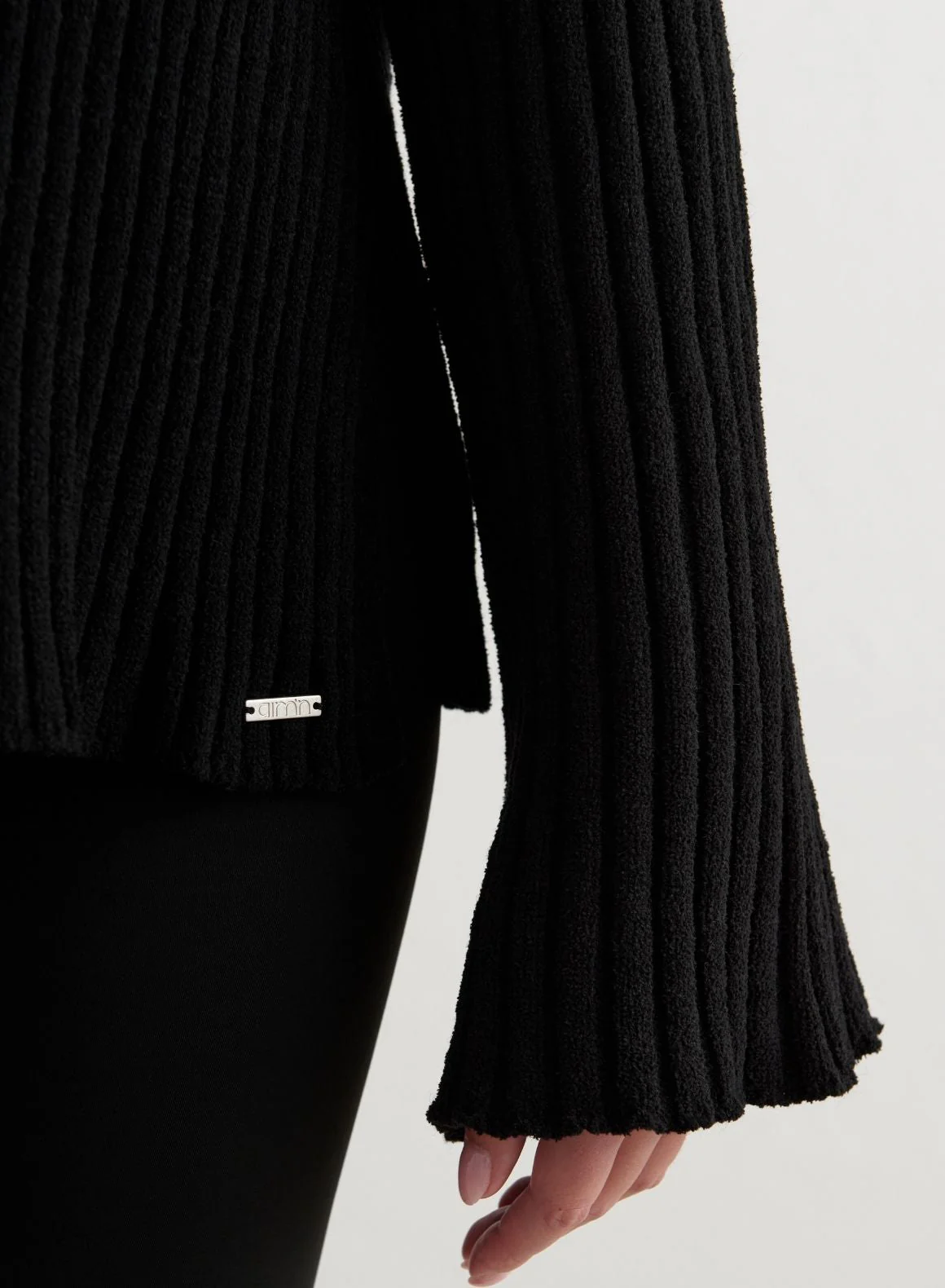 Black Rib Knit Sweater - Image 6