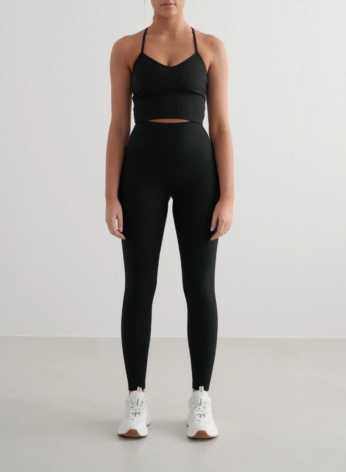 Black Ribbed Performance Bralette Set - Image 3