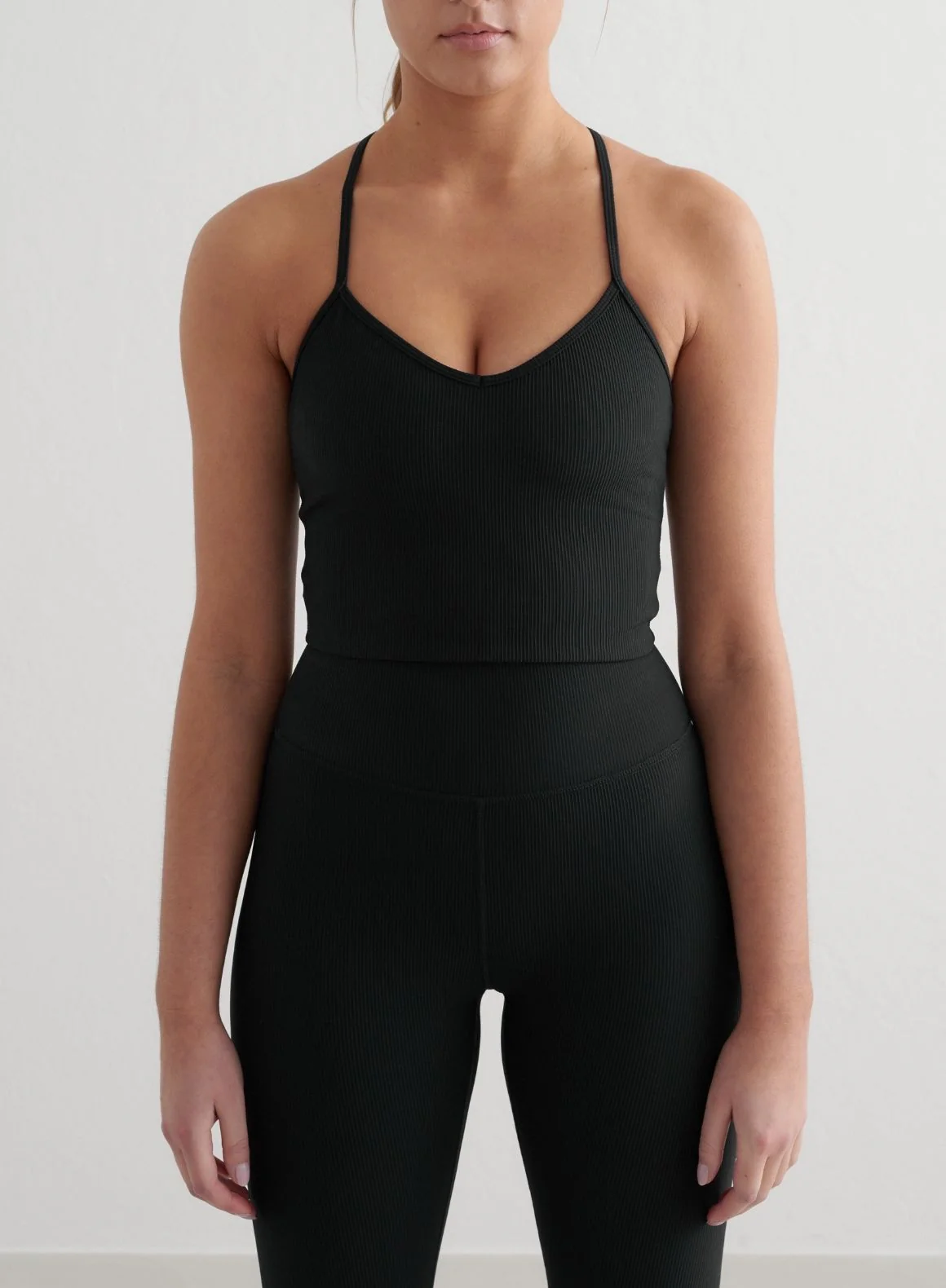Black Ribbed Performance Bralette Set - Image 4