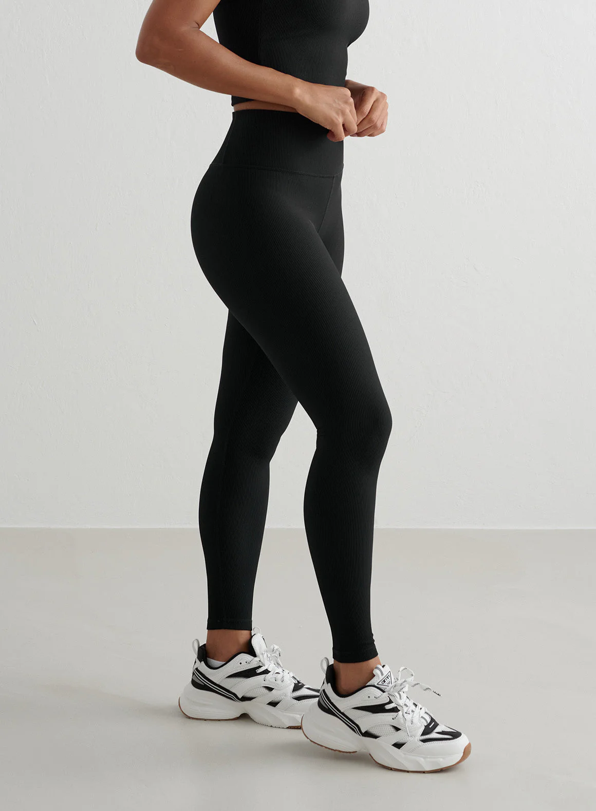 Black Ribbed Performance Cardigan Set - Image 2