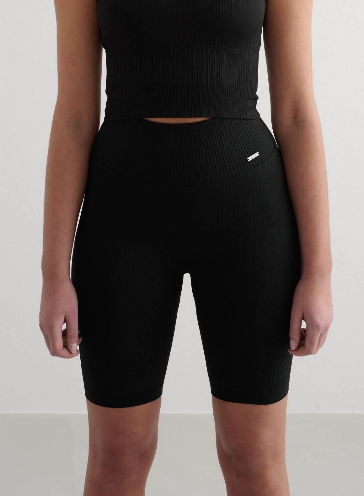 Black Ribbed Seamless Biker Shorts - Image 3
