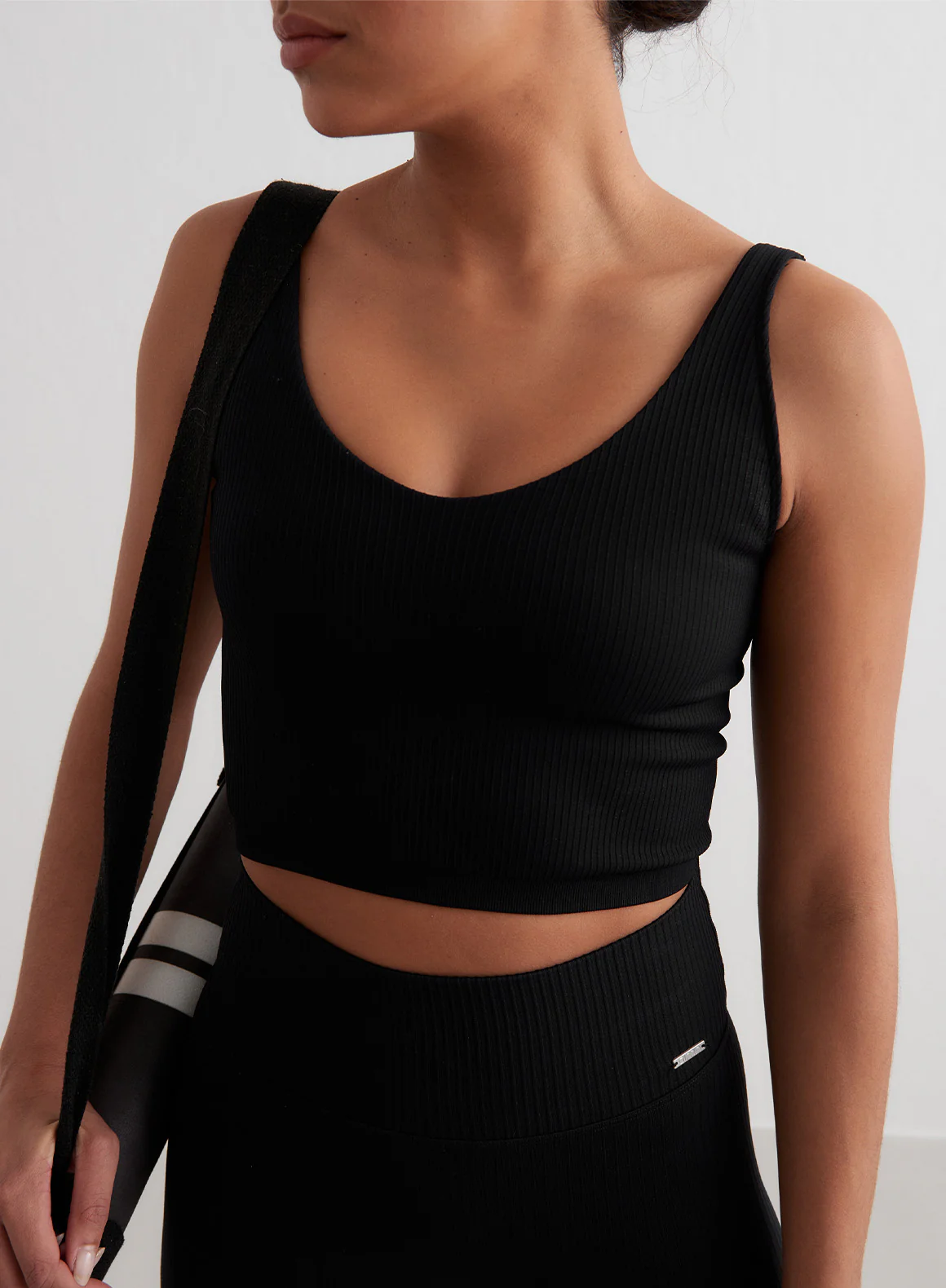 Black Ribbed Seamless Bralette - Image 2