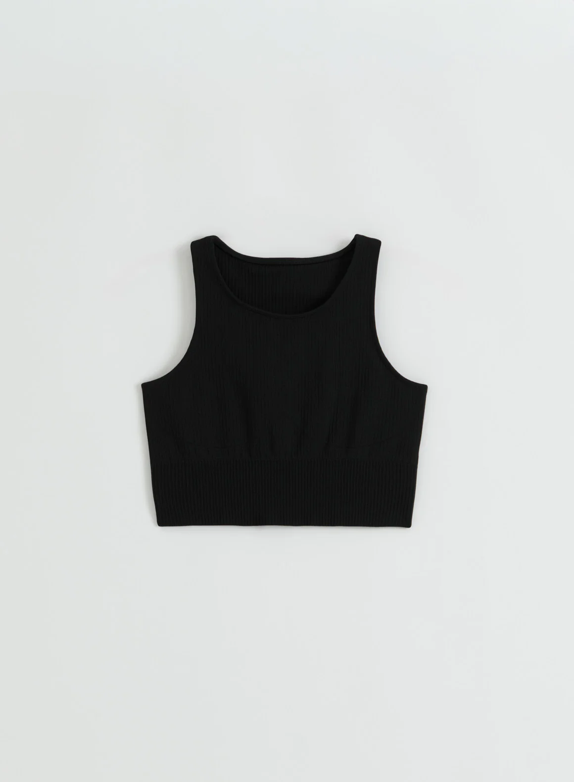Black Ribbed Seamless Crop Top - Image 5