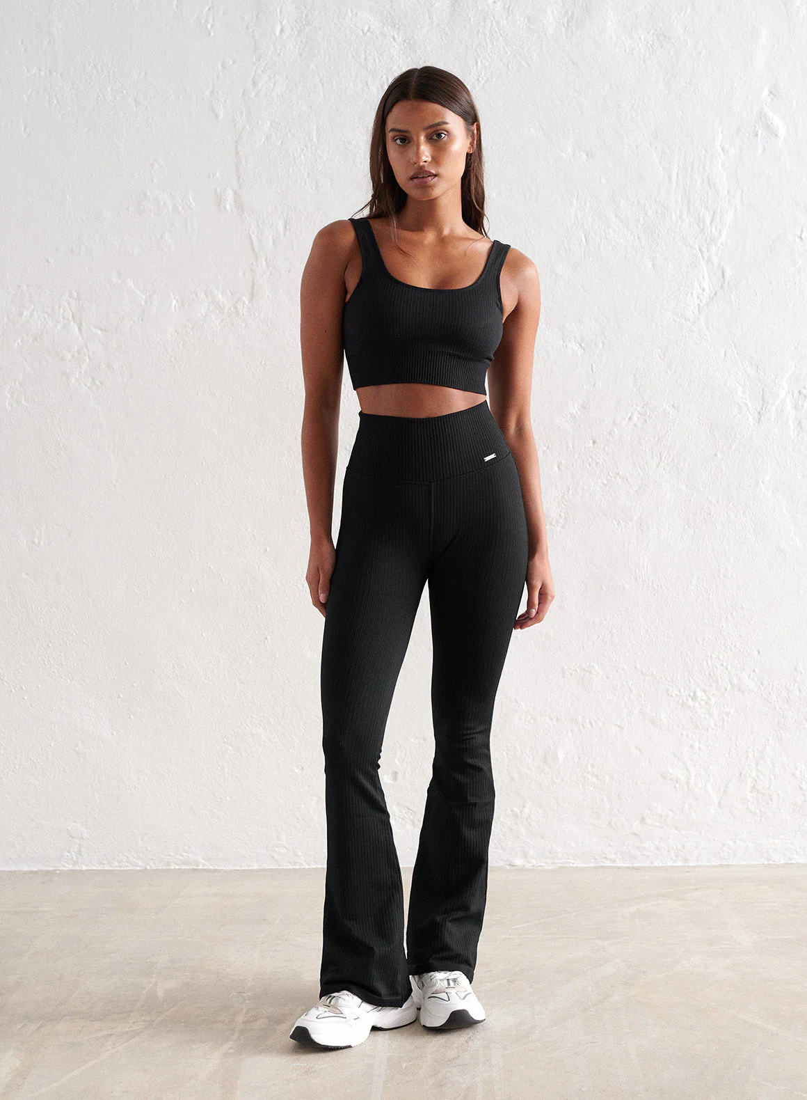 Black Ribbed Seamless Flare Petite Tights - Image 2