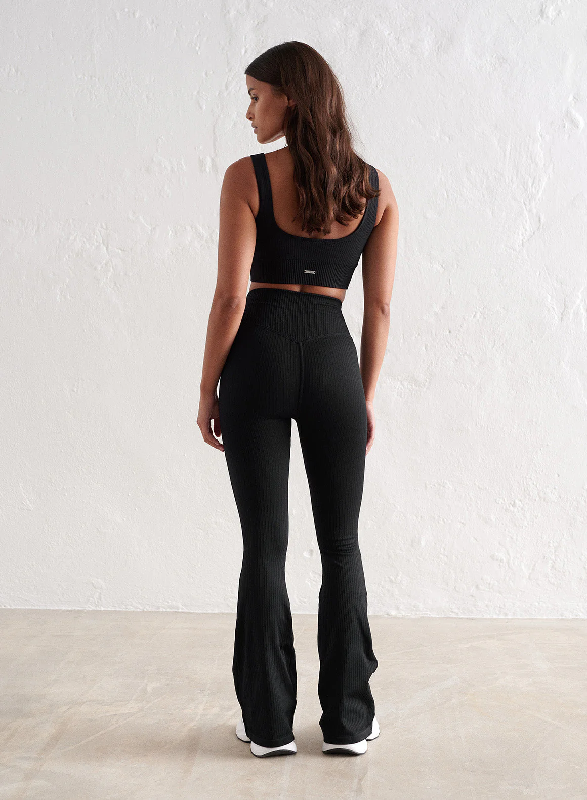 Black Ribbed Seamless Flare Petite Tights - Image 5
