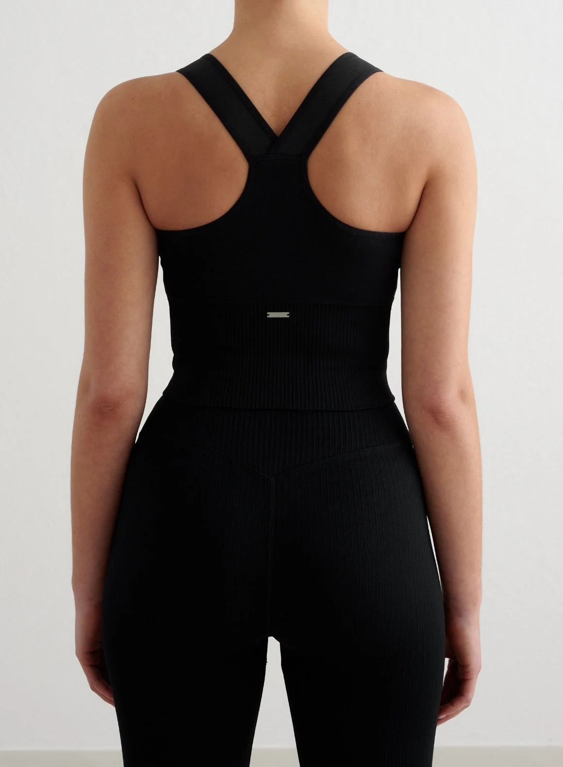 Black Ribbed Seamless High Support Bralette - Image 2