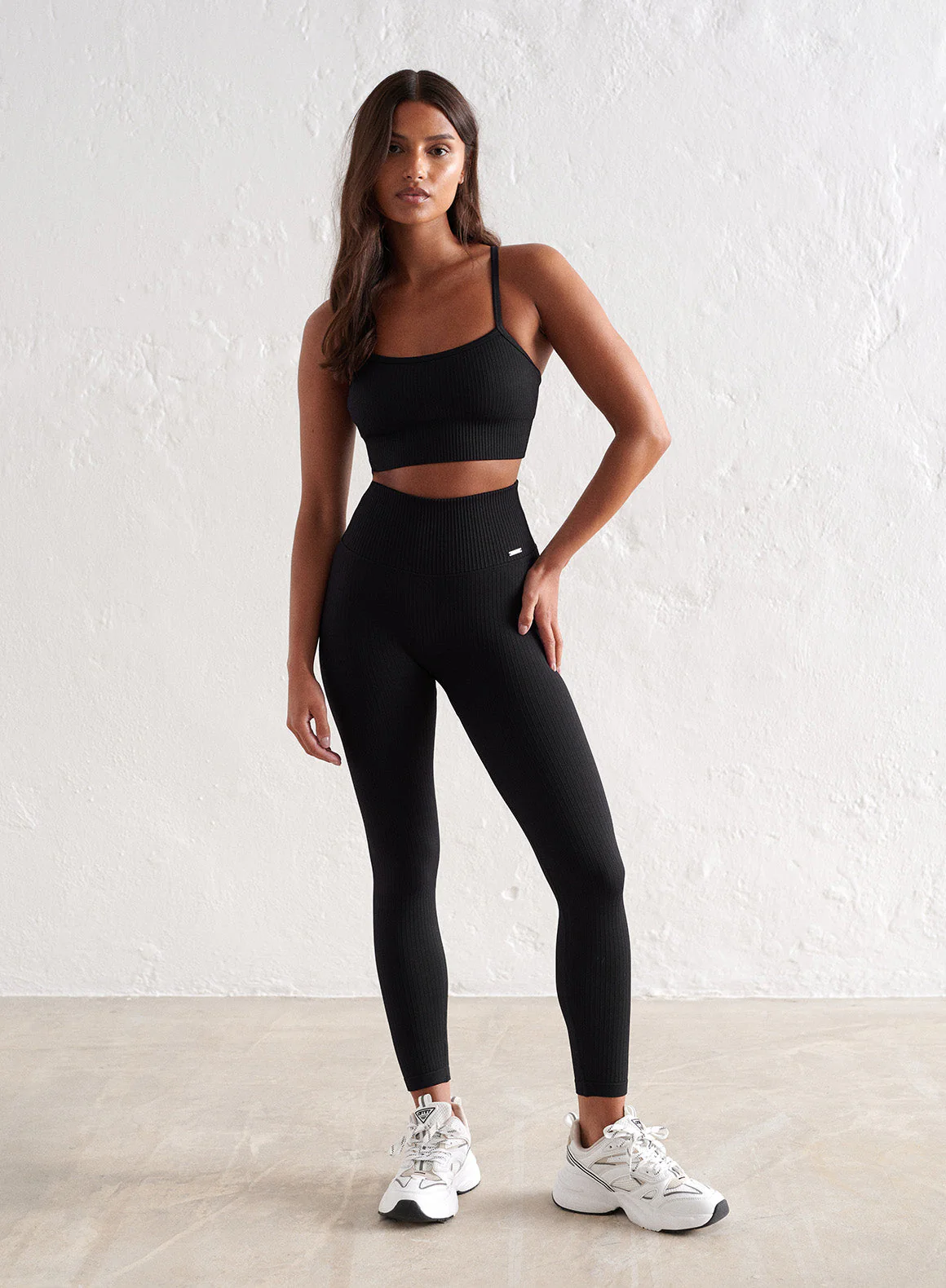 Black Ribbed Seamless Petite Tights - Image 2