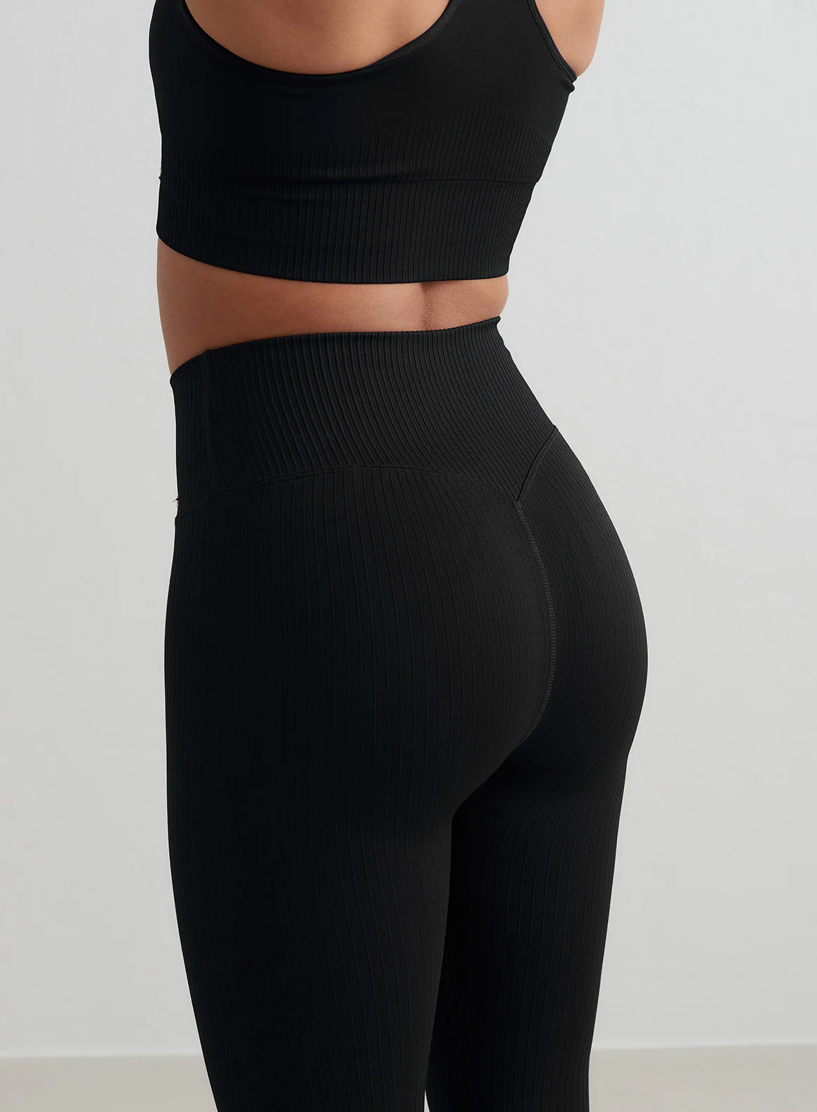 Black Ribbed Seamless Tights - Image 191