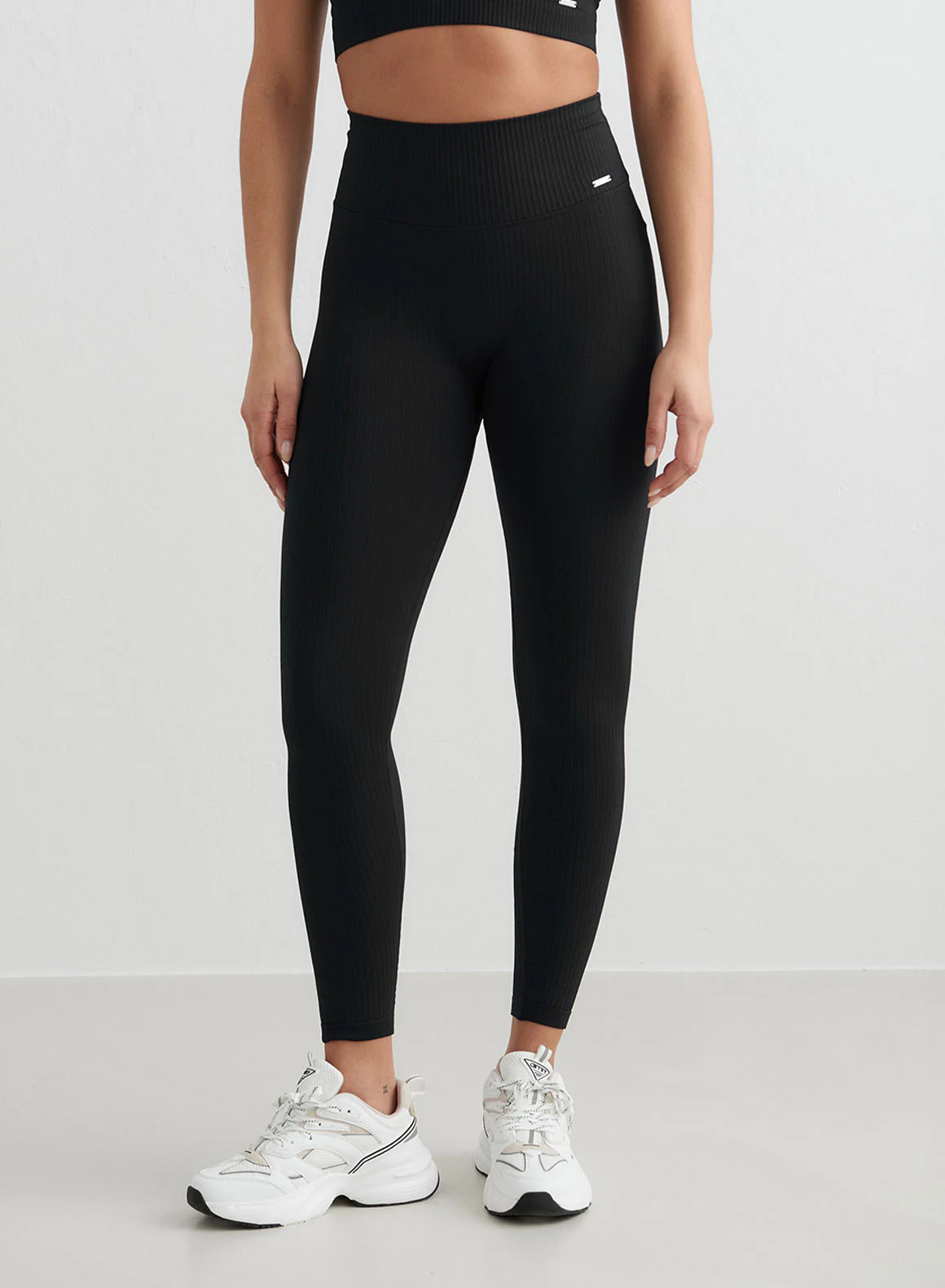 Black Ribbed Seamless Tights - Image 46