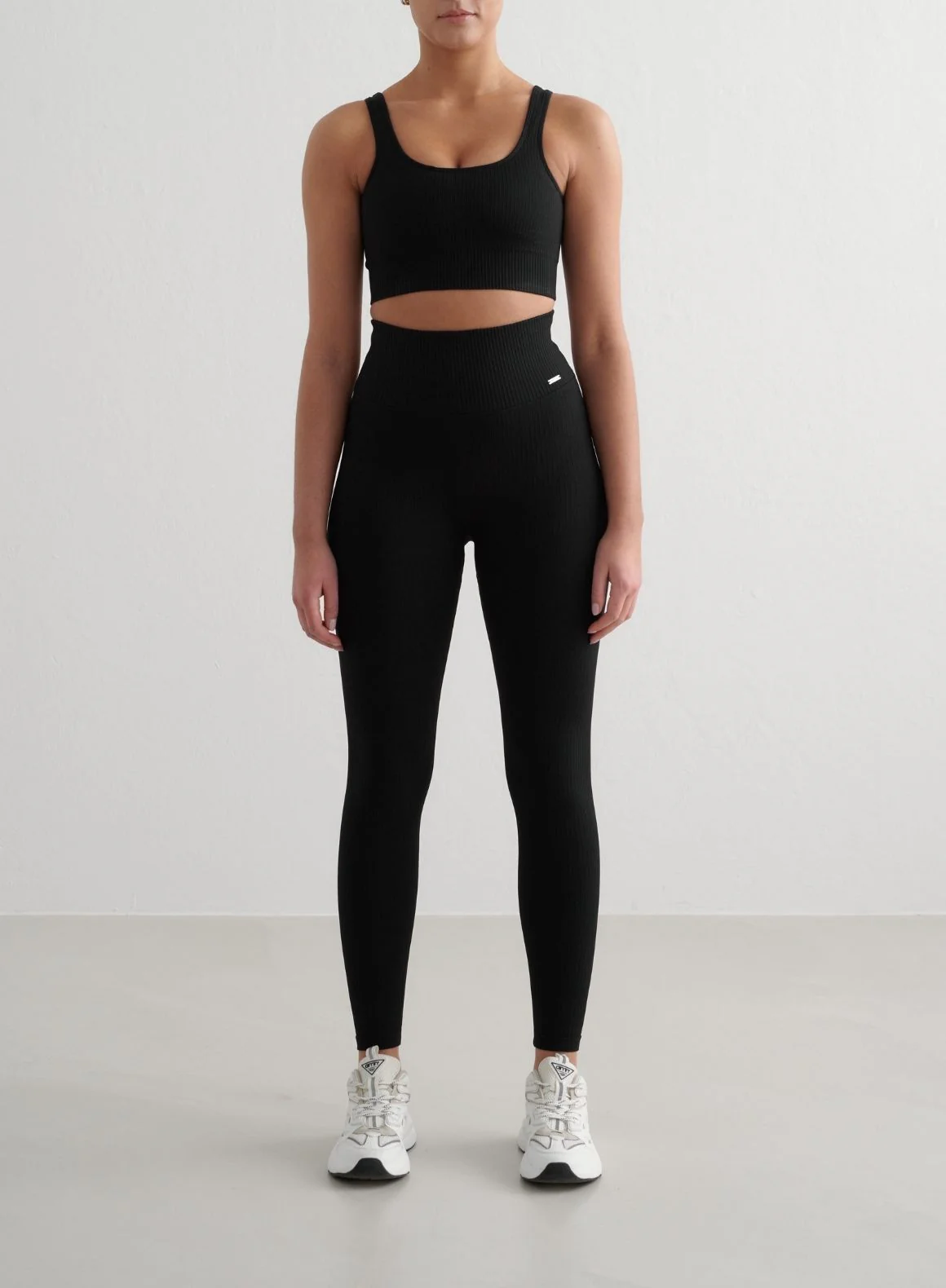 Black Ribbed Seamless Tights - Image 5