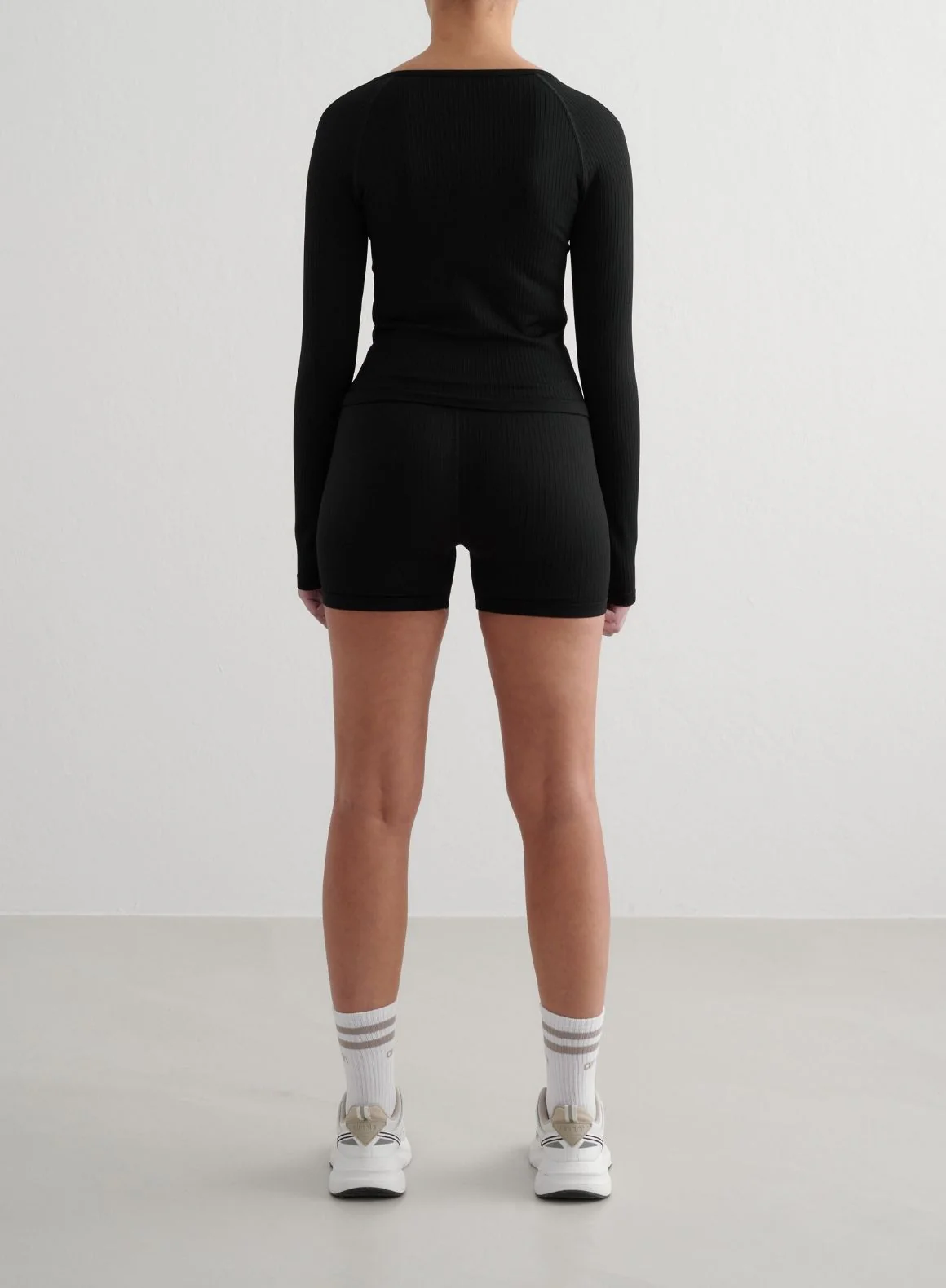 Black Ribbed Seamless Zip Jacket - Image 4